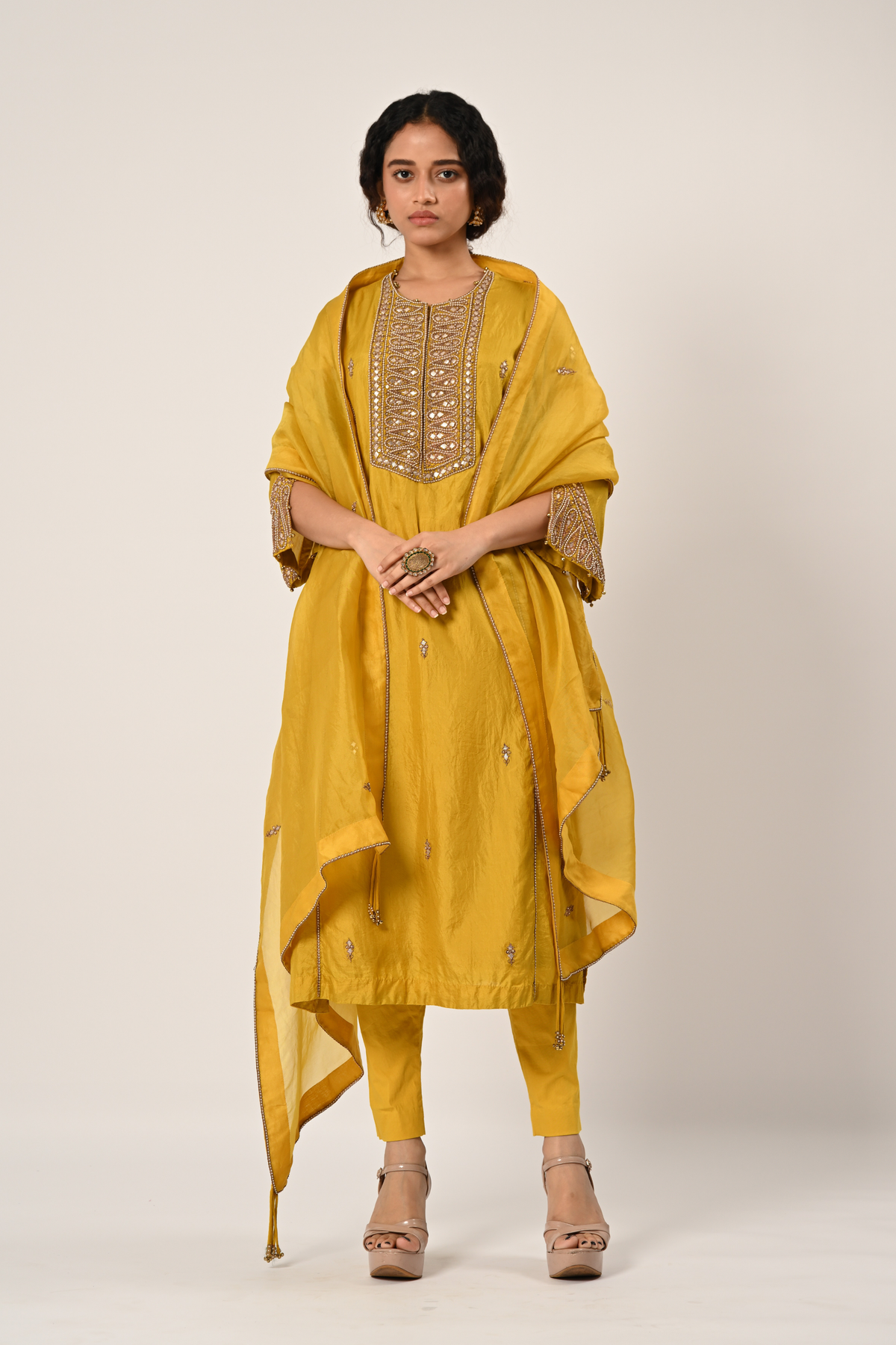 Yellow Princess Cut Kurta Set