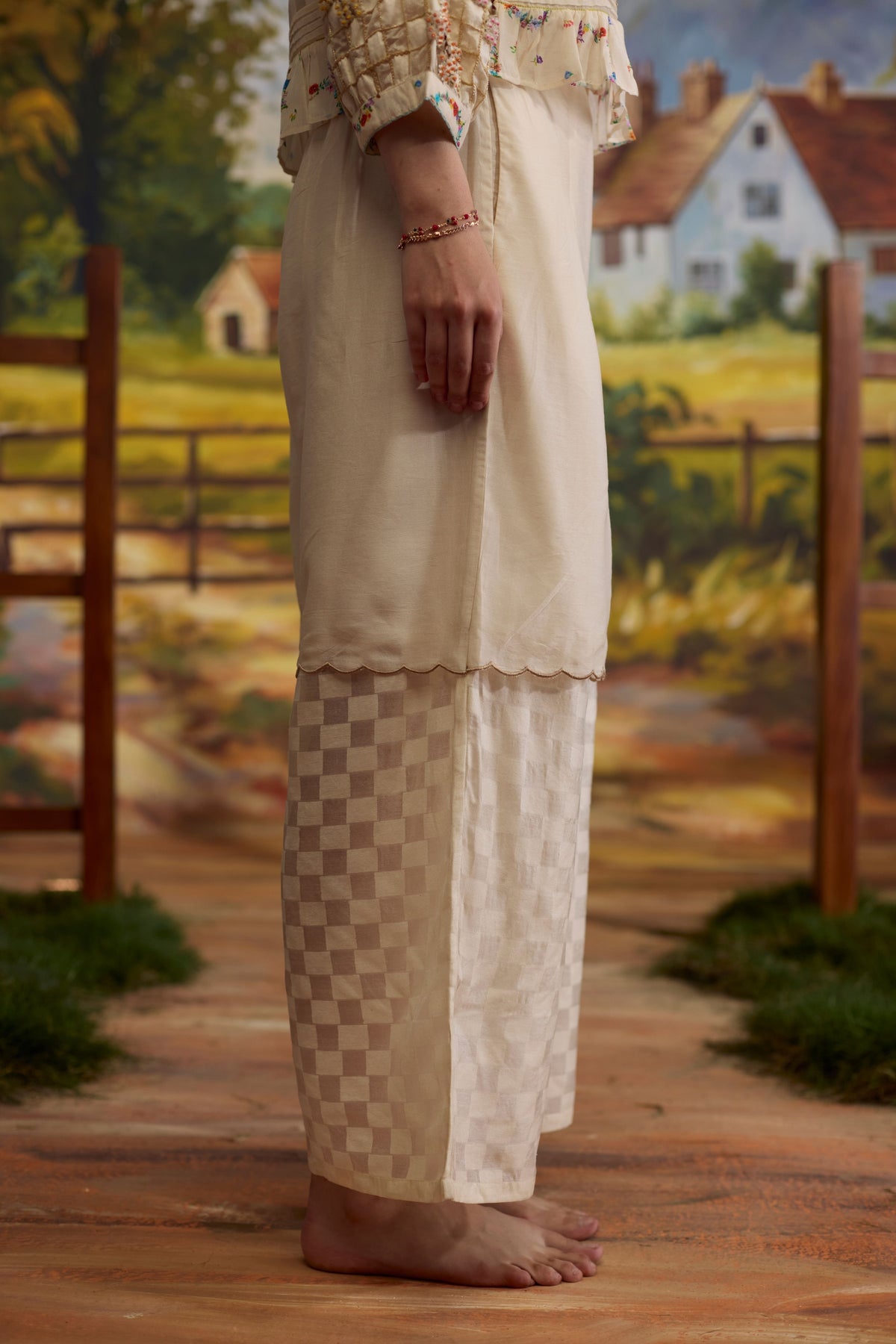 Lumina Checkered Chanderi Pants