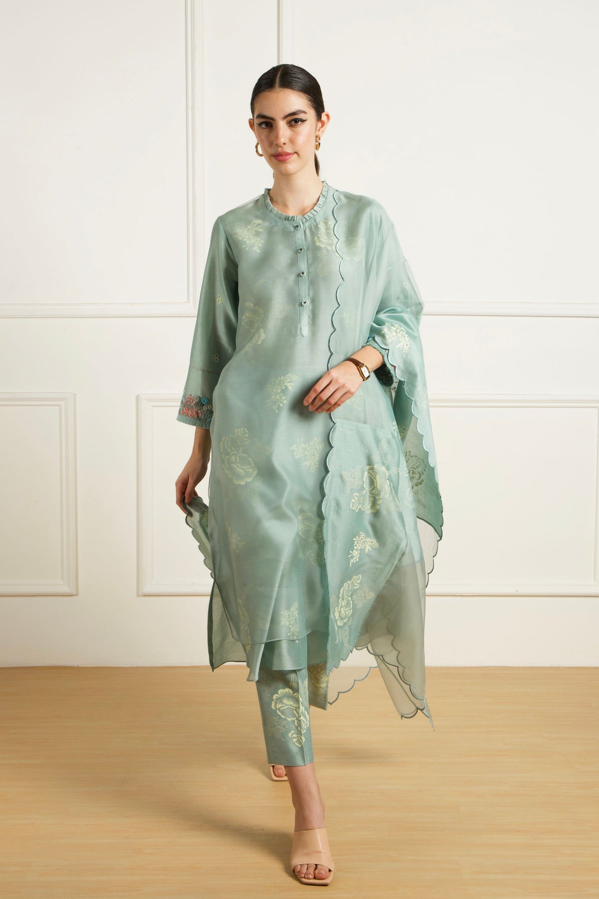 Mint Double Layer Kurta Set