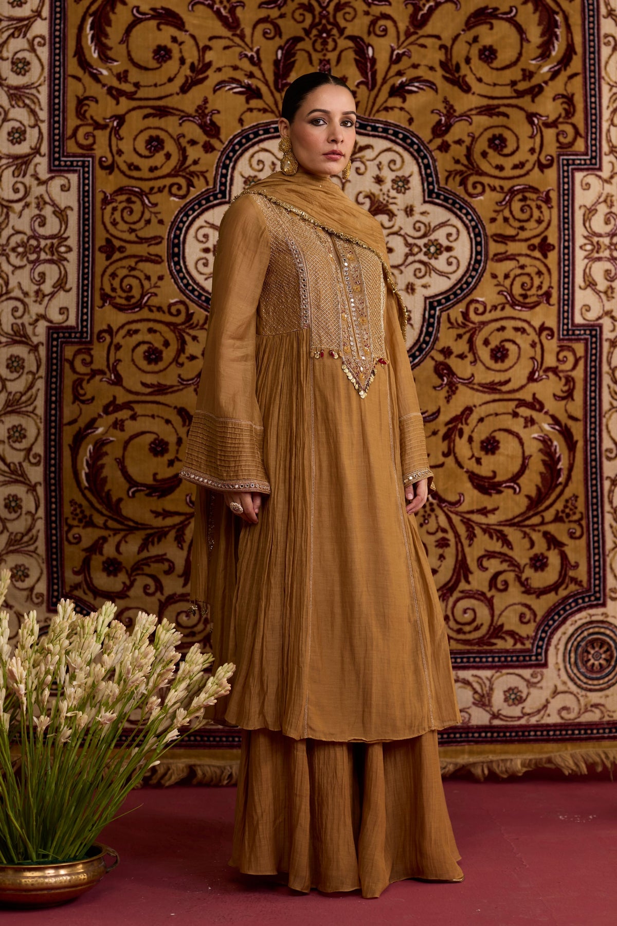 Brown Silk Kurta Set