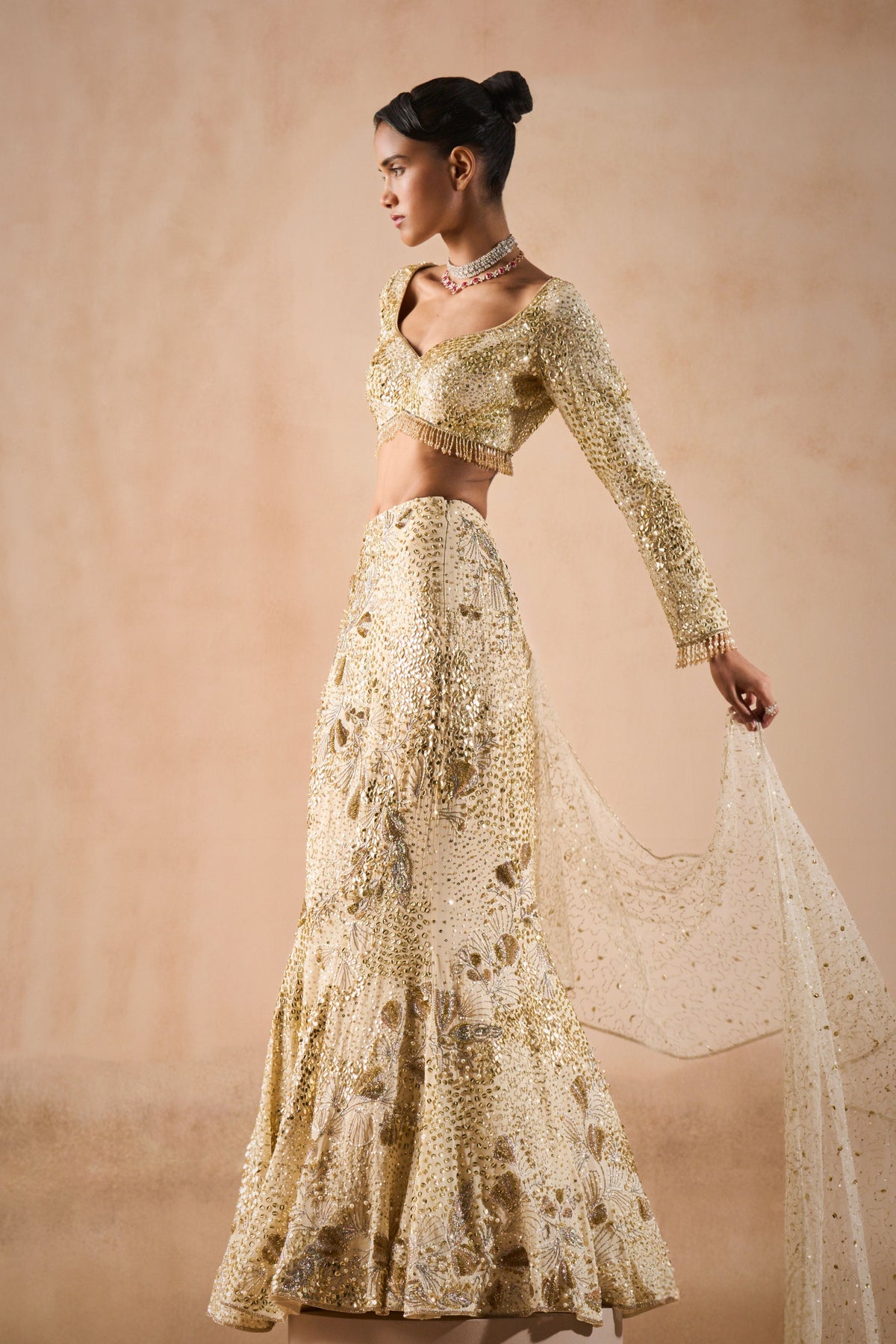 Ivory Fit N Flare Skirt Set