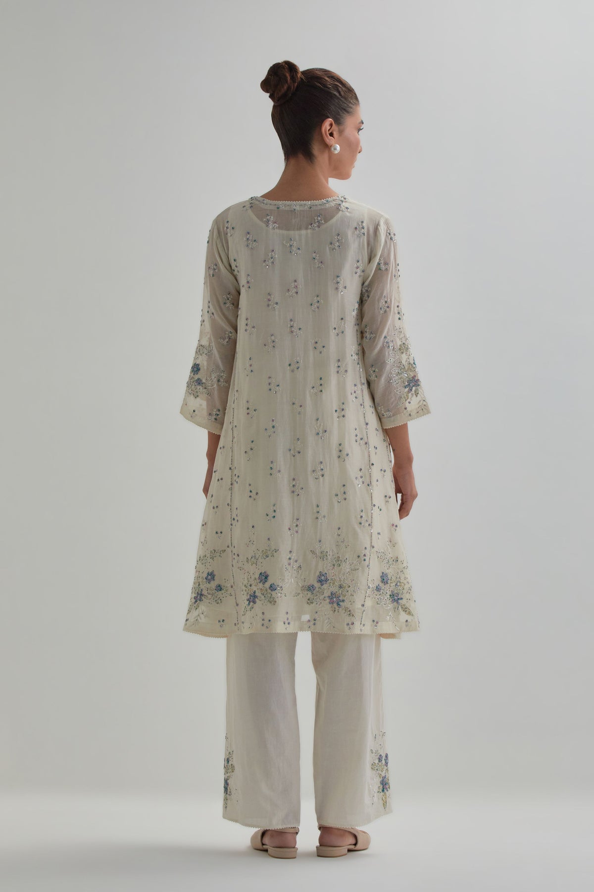 Blue Floral Short Kurta Set
