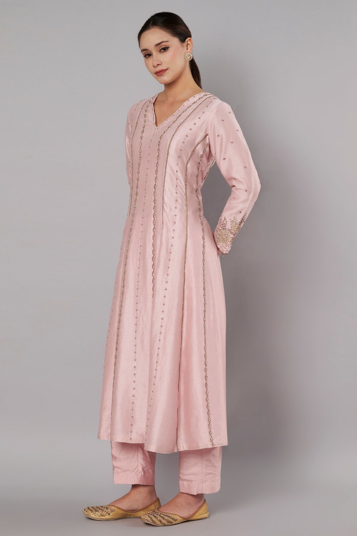 Spring Halo Muted Rose Anarkali Set