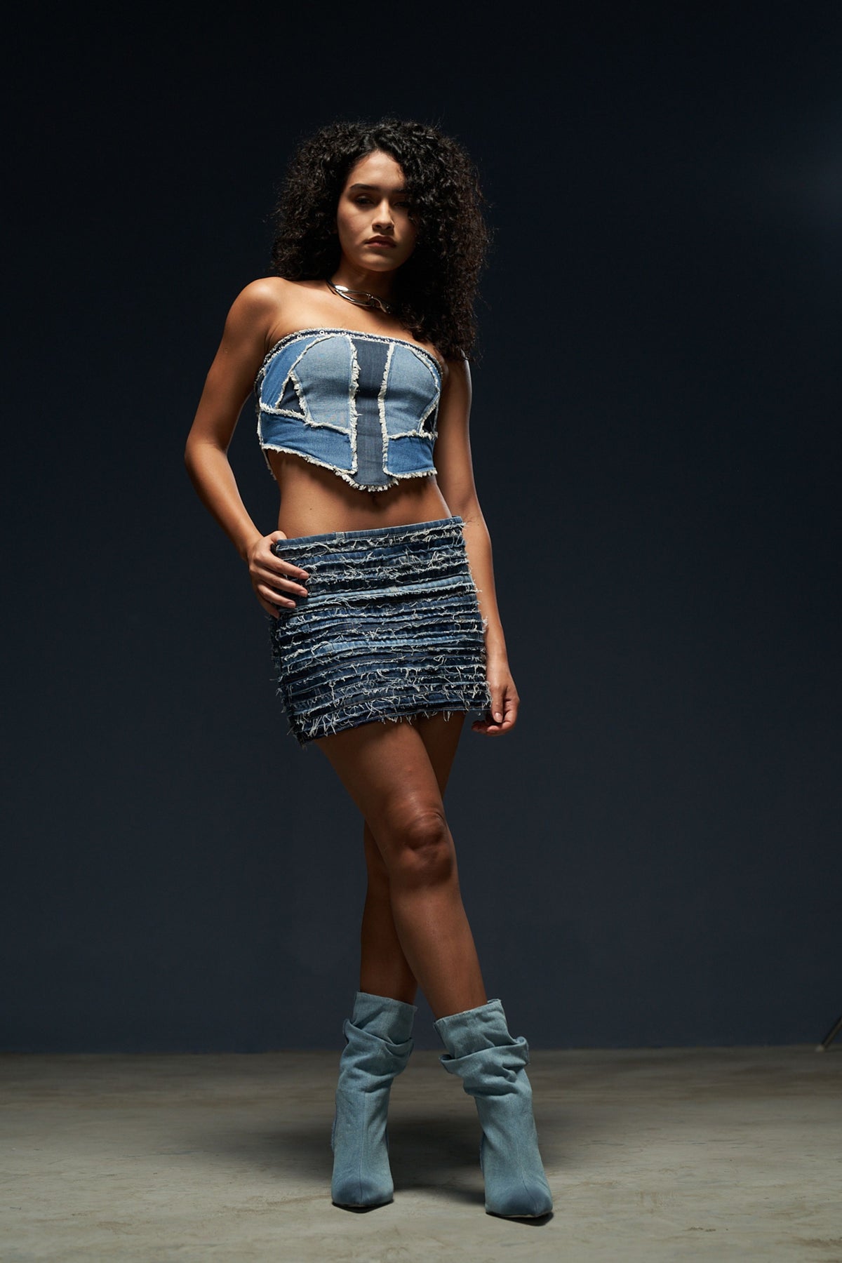 Patchwork Denim Corset 