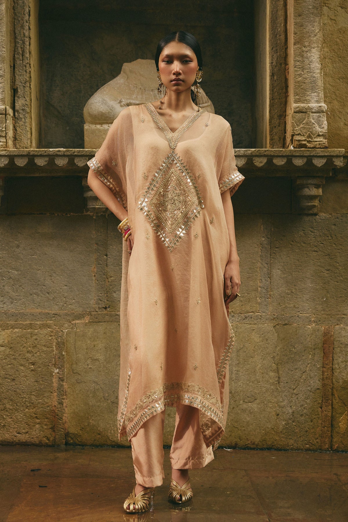 Beige Kaftan Set
