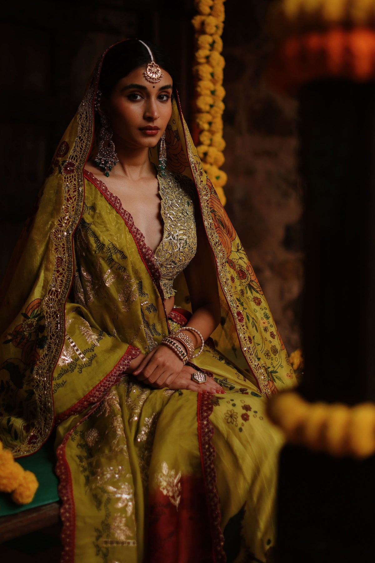 Mustard Kalam Lehanga Set