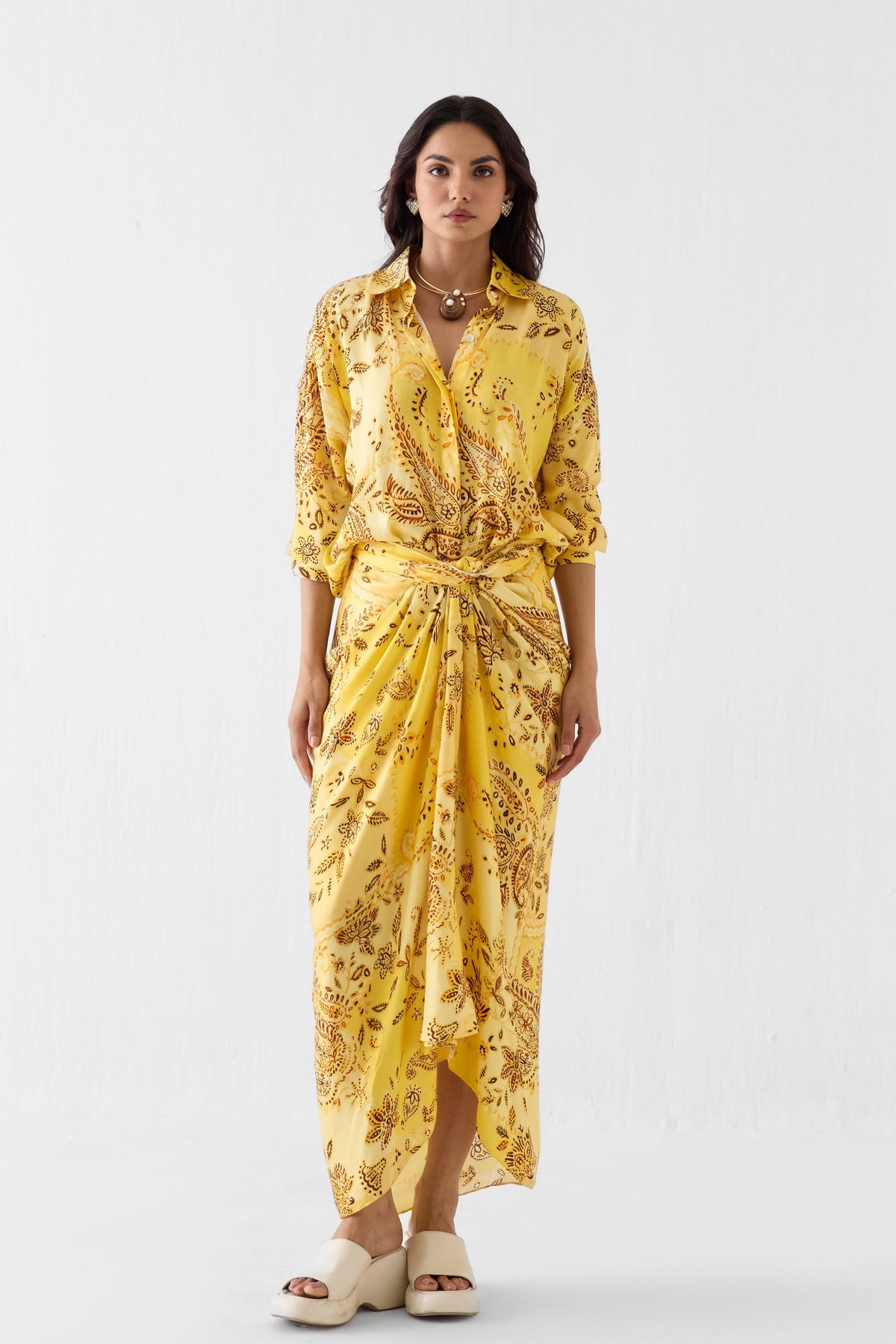 Ambi Draped Shirt Dress