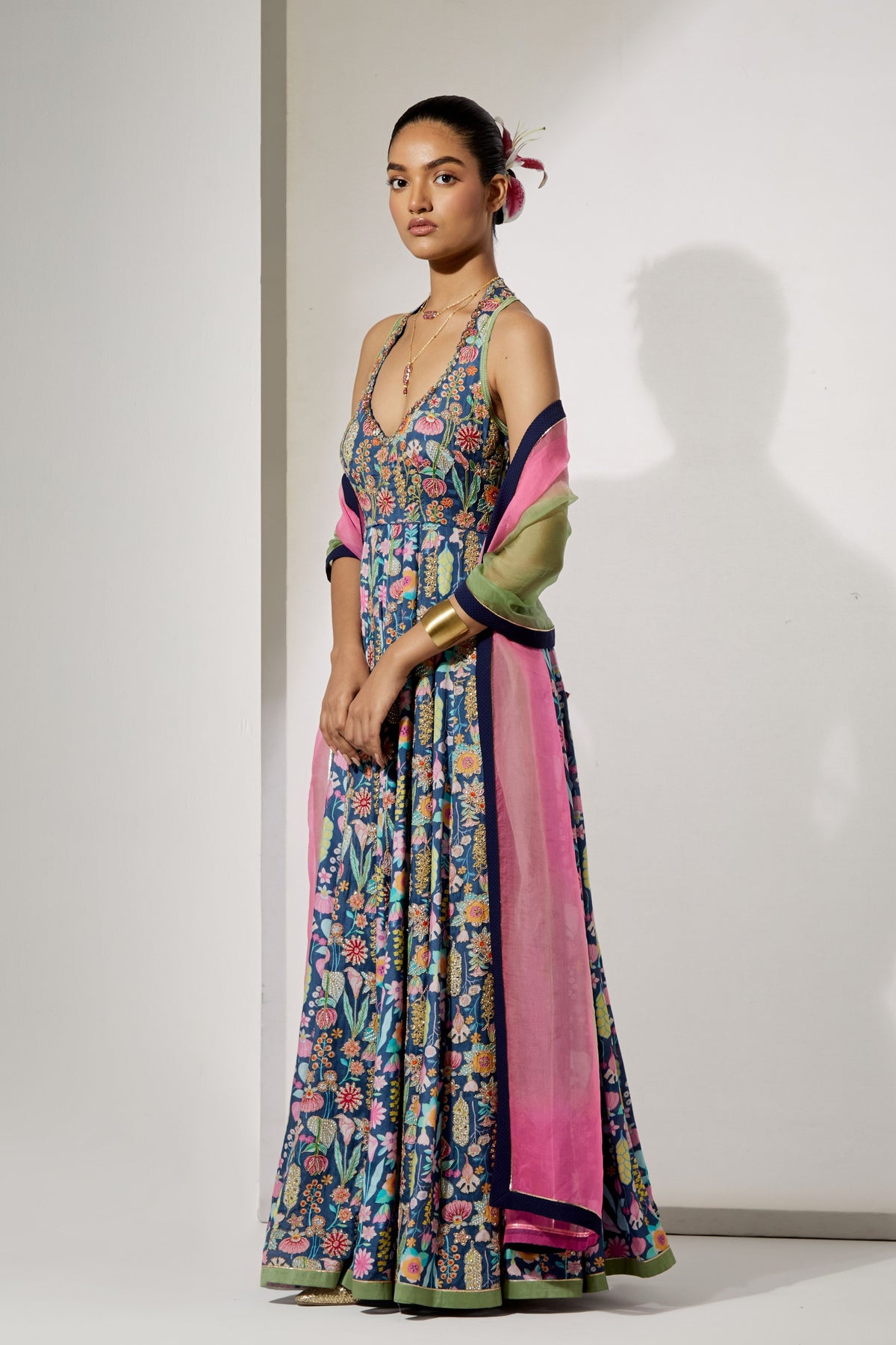 Midnight Bloom Anarkali Set