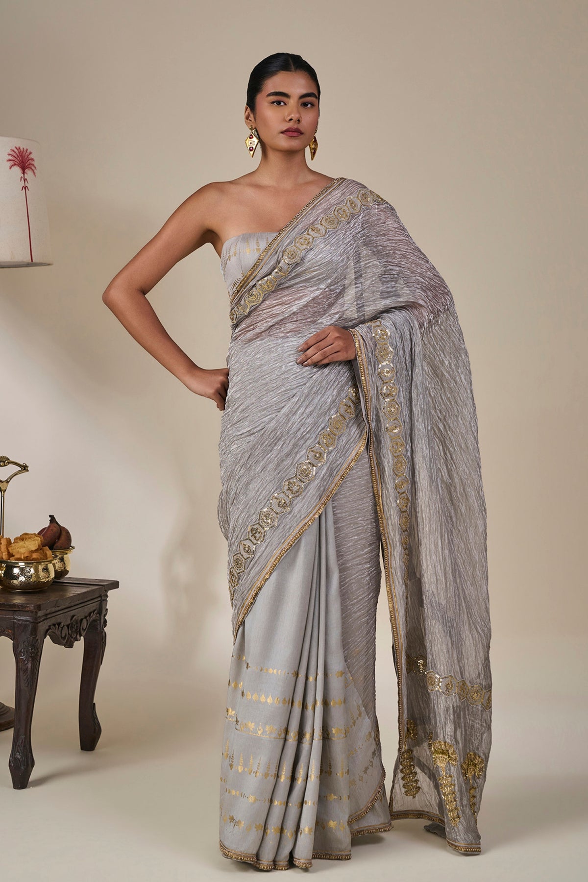Grey Kathakali Malabar Saree