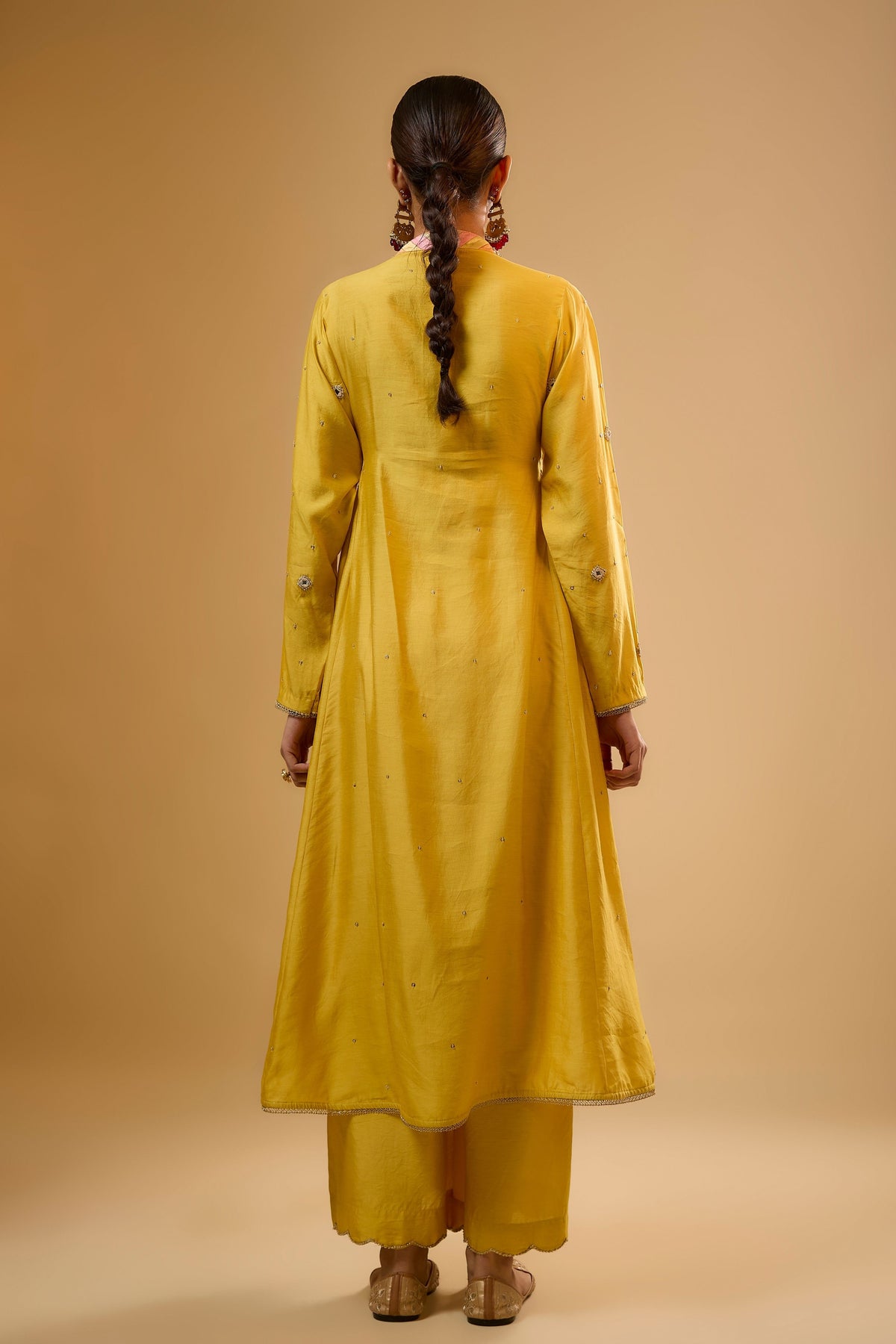 Yellow Stripe Yoke Kurta Set