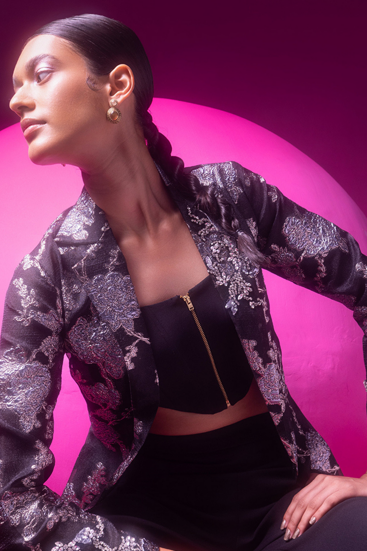 Black Garnet Long Jacket Set