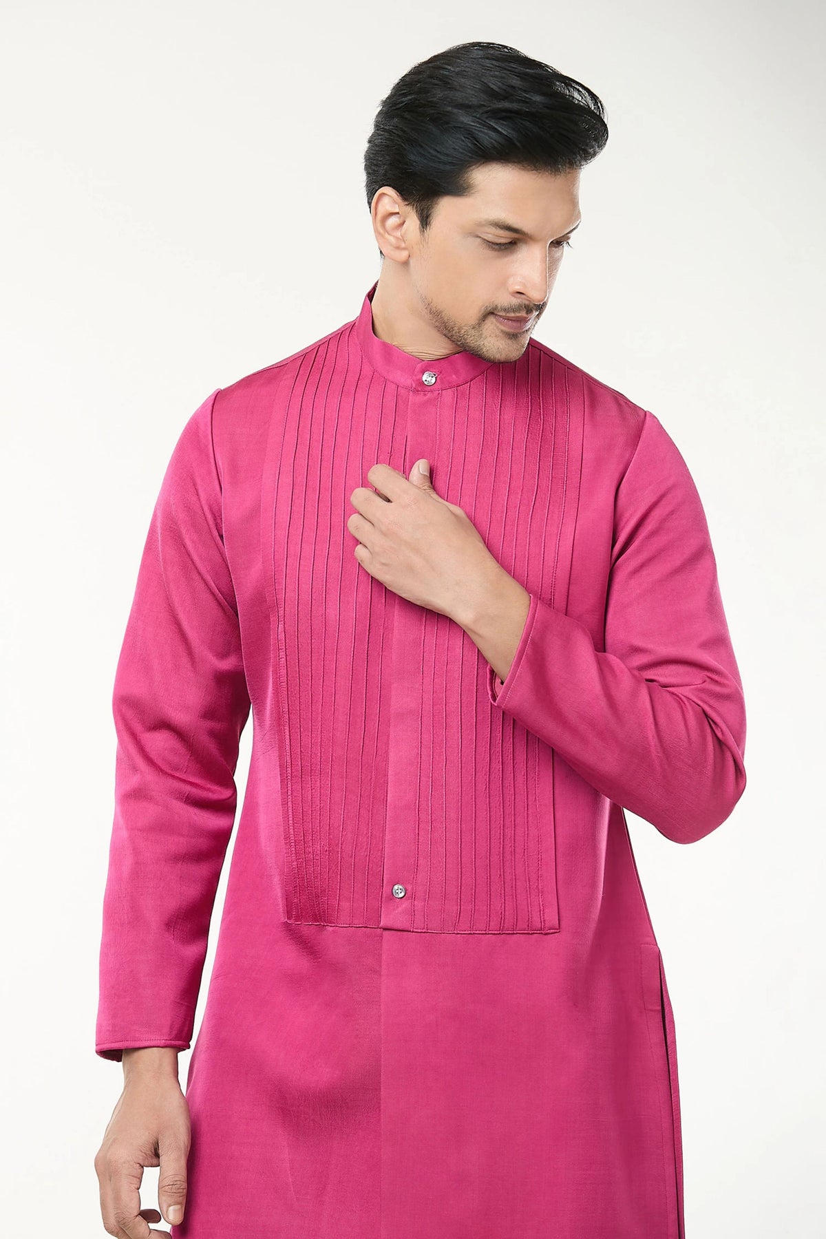 Fuscia Pink Pintuck Kurta Set