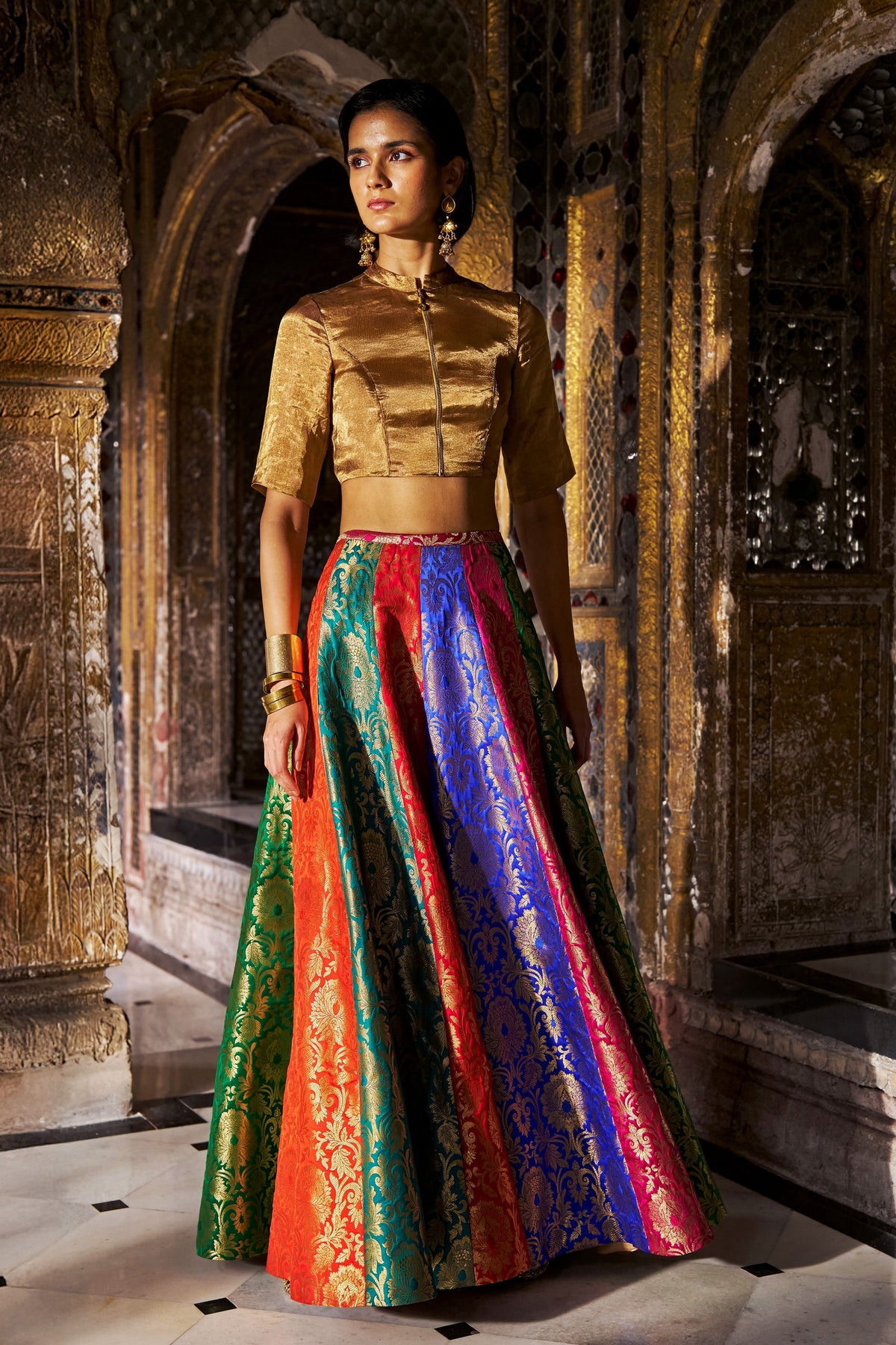 Banarasi Brocade Multi Flared Lehenga
