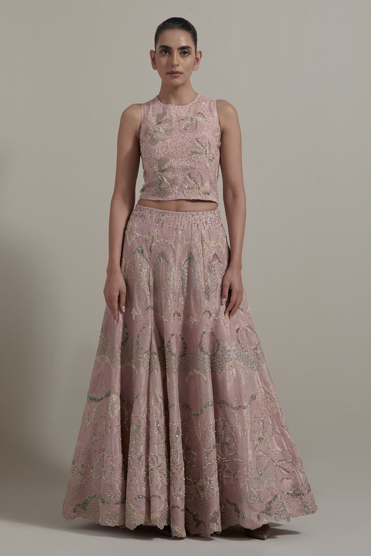 Pink Embellished Lehenga Set