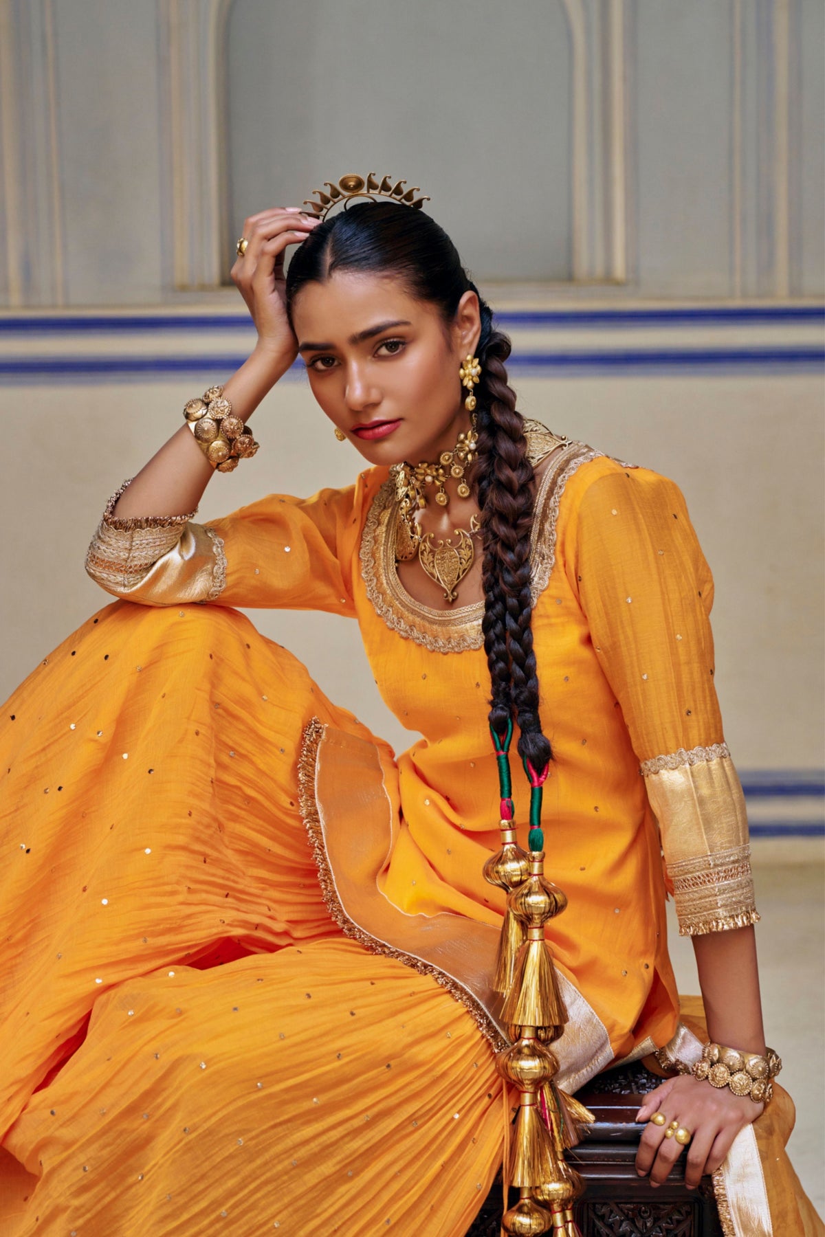 Saffron Straight Sharara Set