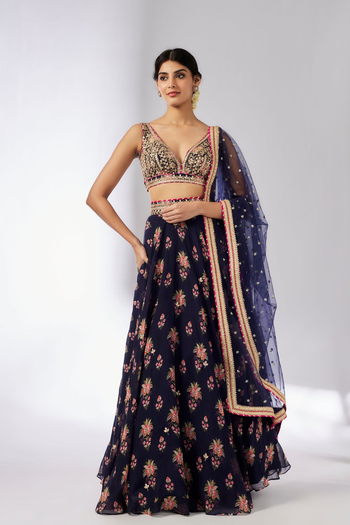 Navy Esha Lehenga Set