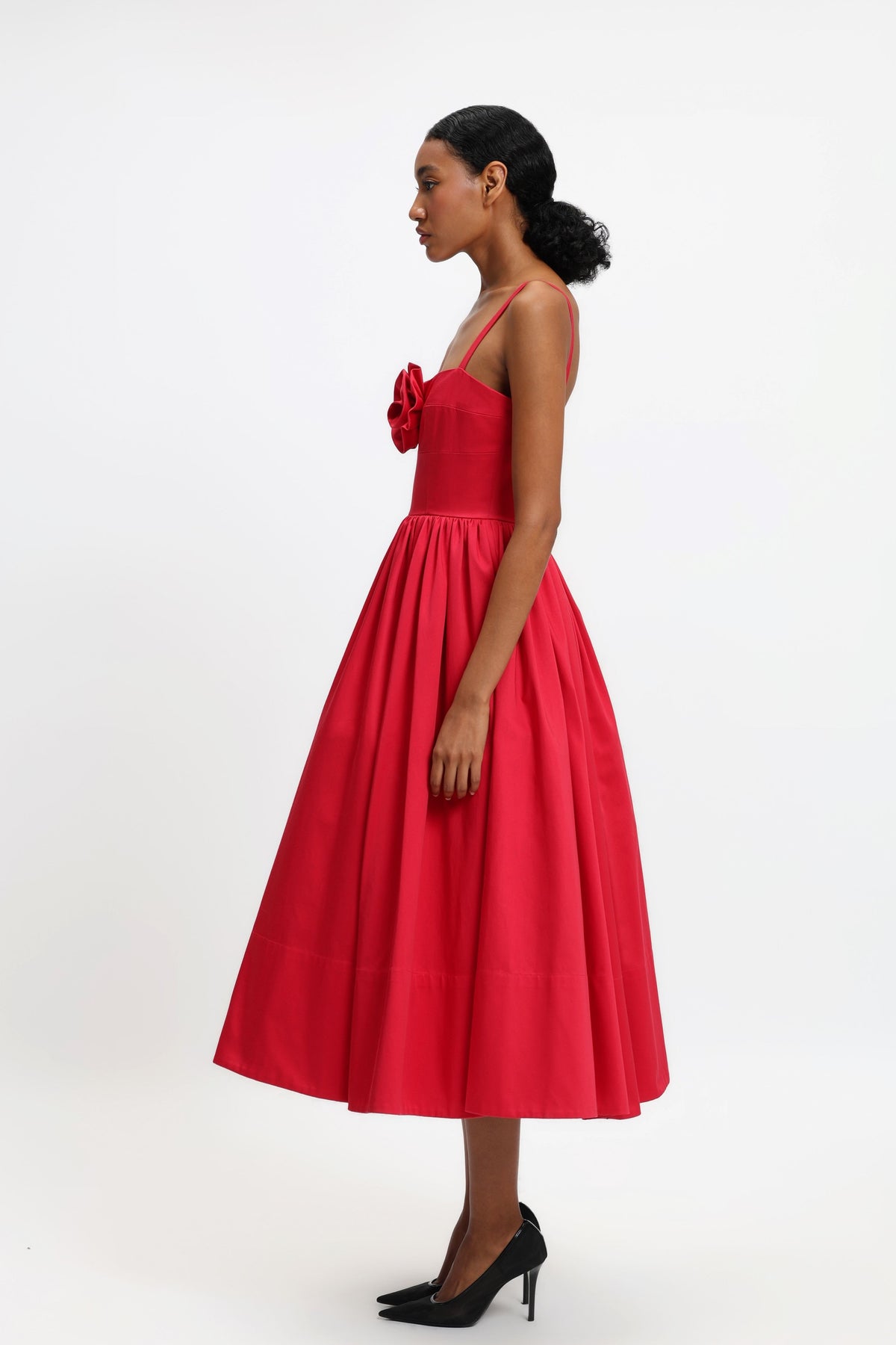 Midi Dress With Rose Flower