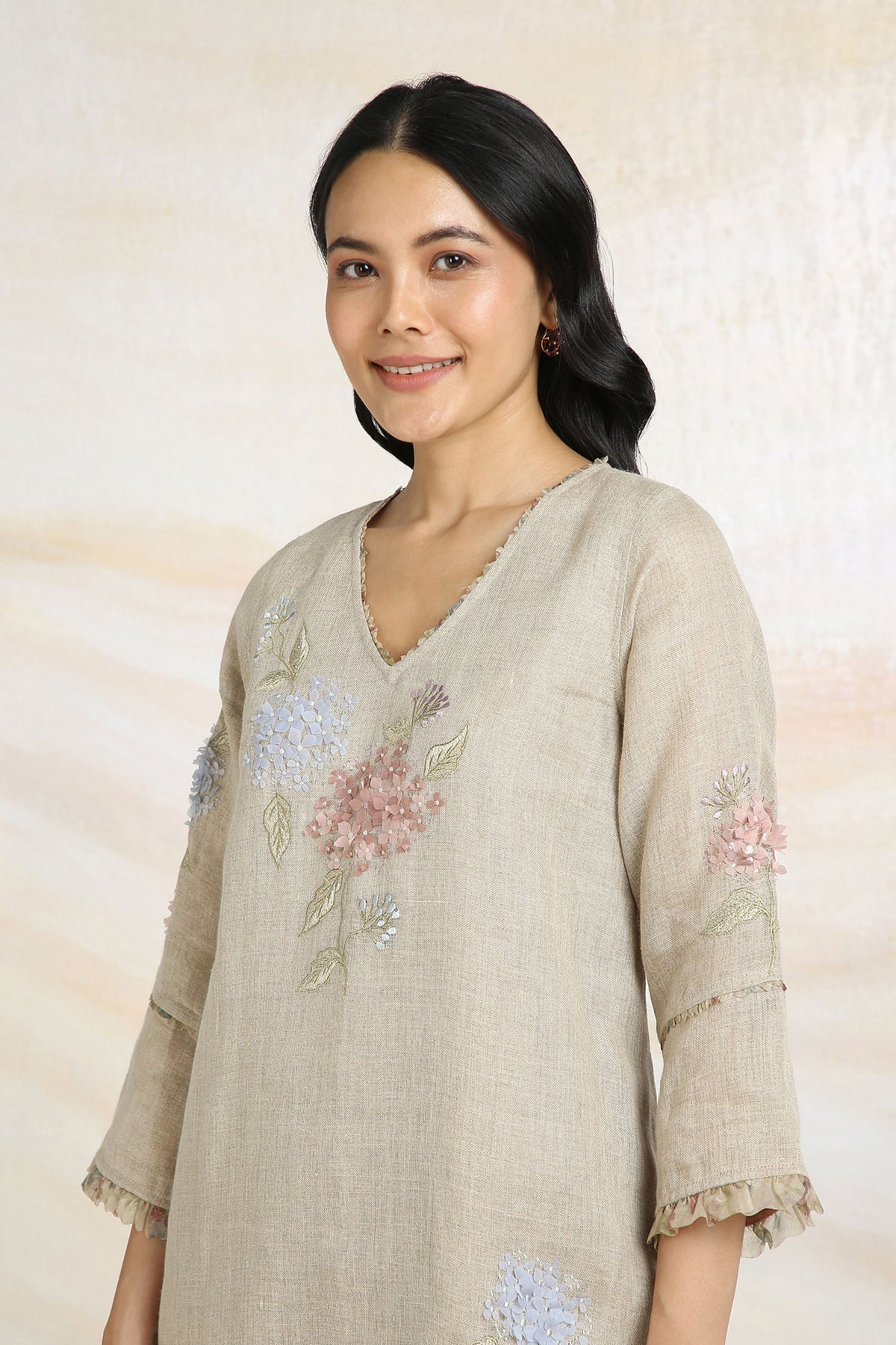 Hydrangea Natural Kurta Set