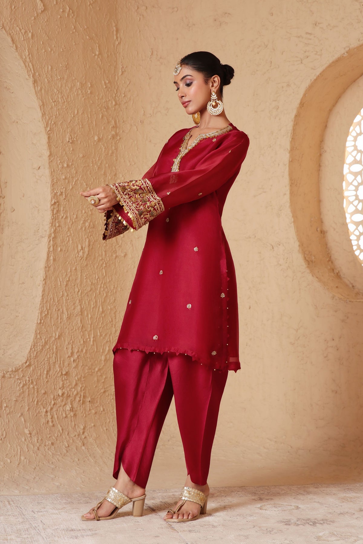 Maroon Short Kurta Set