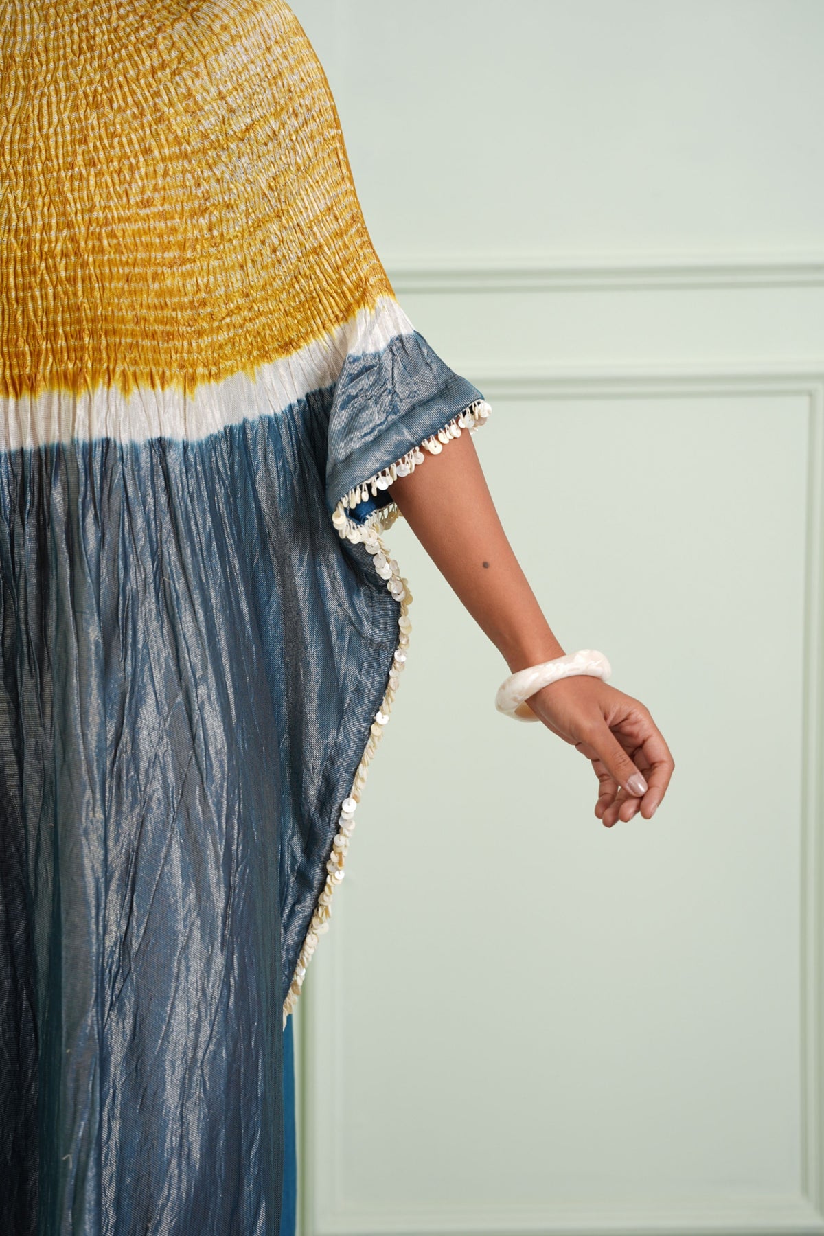 Teal Shibori Tissue Kaftan