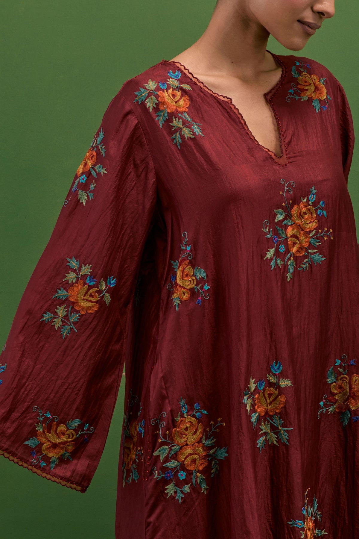 Rosewood Roses A-line Kurta Set