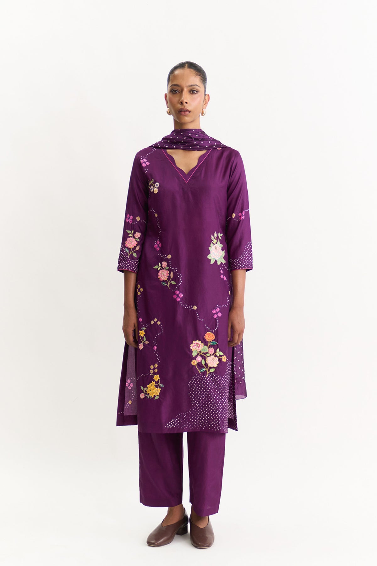 Yuri Wine Kurta Set