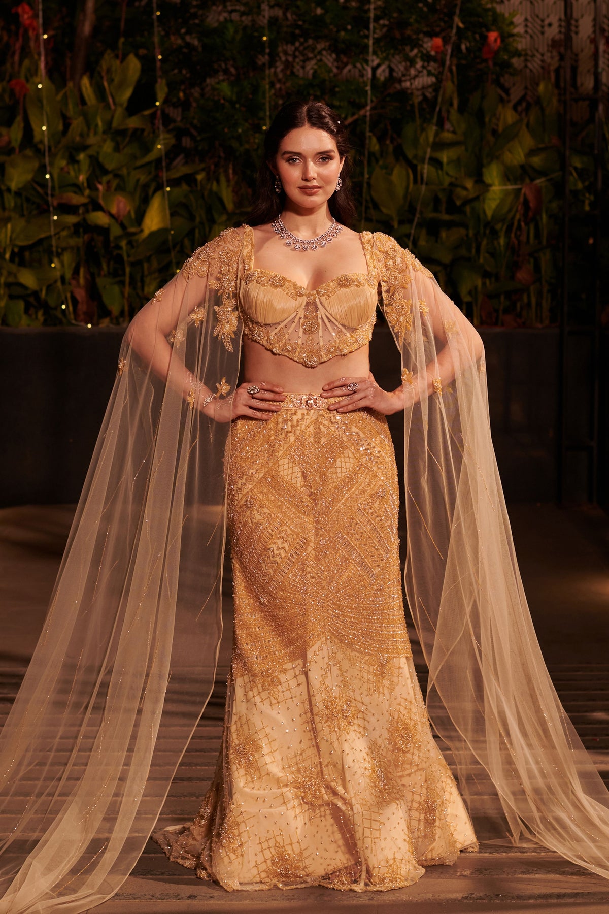 Campagne Gold Lehenga Set