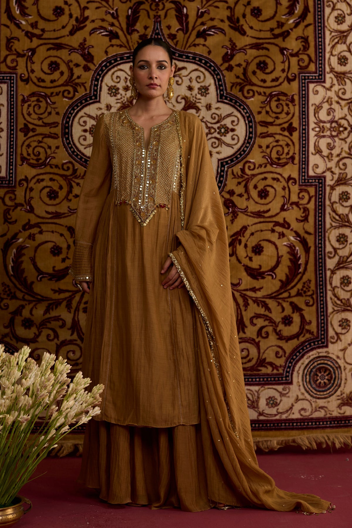 Brown Silk Kurta Set