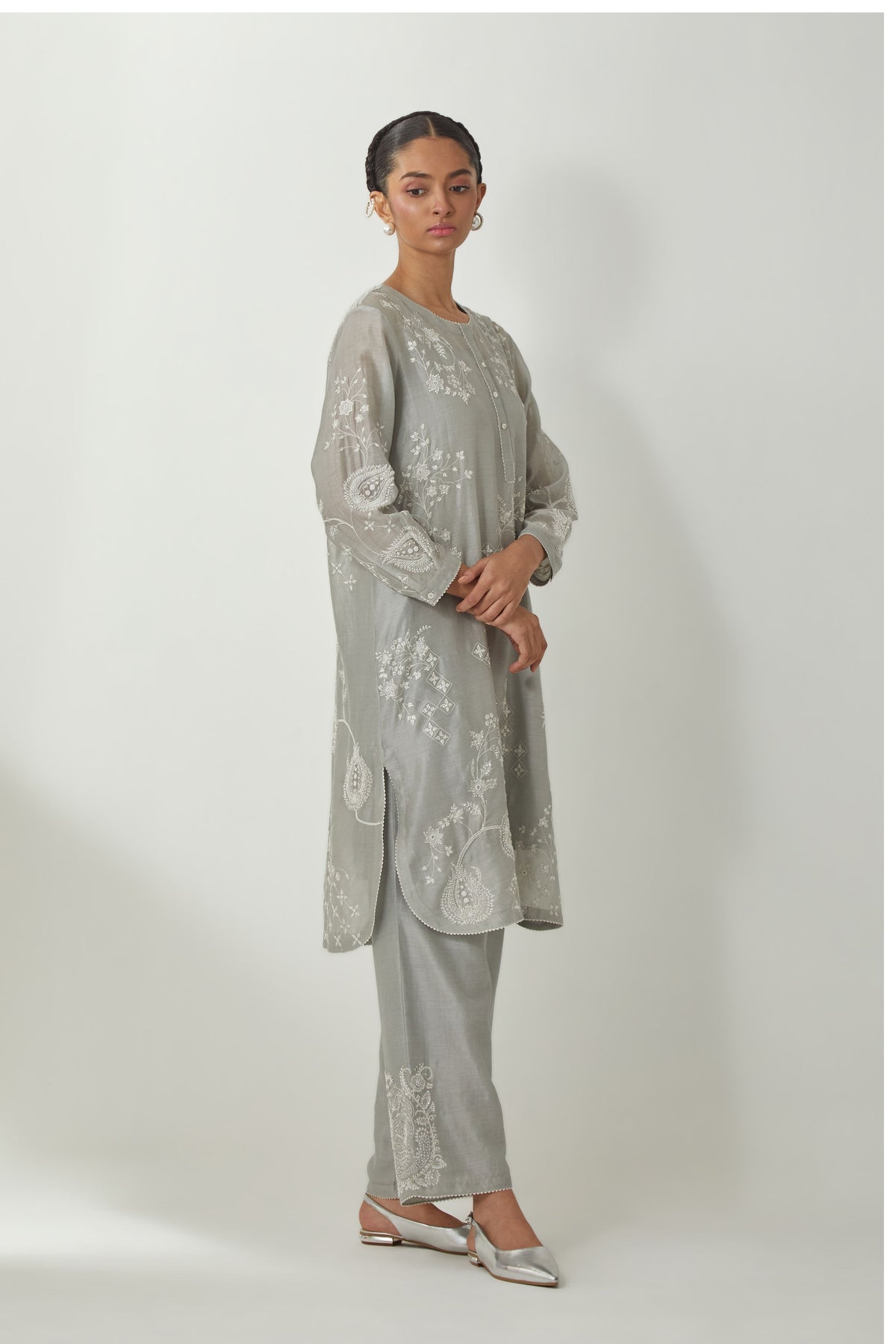 Grey Sequins Kurta Set
