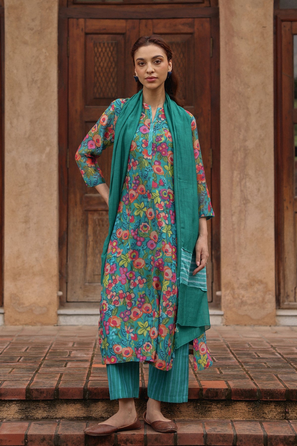 Bloom Teal Kurta Set