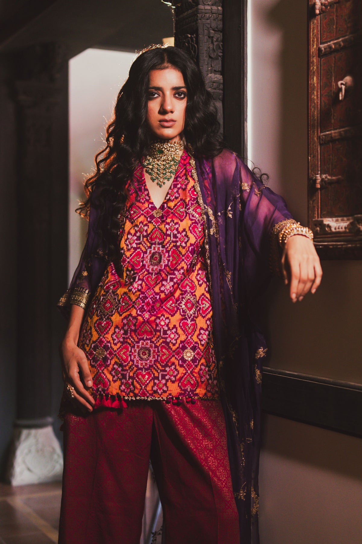 Kavita Yellow Cape Set