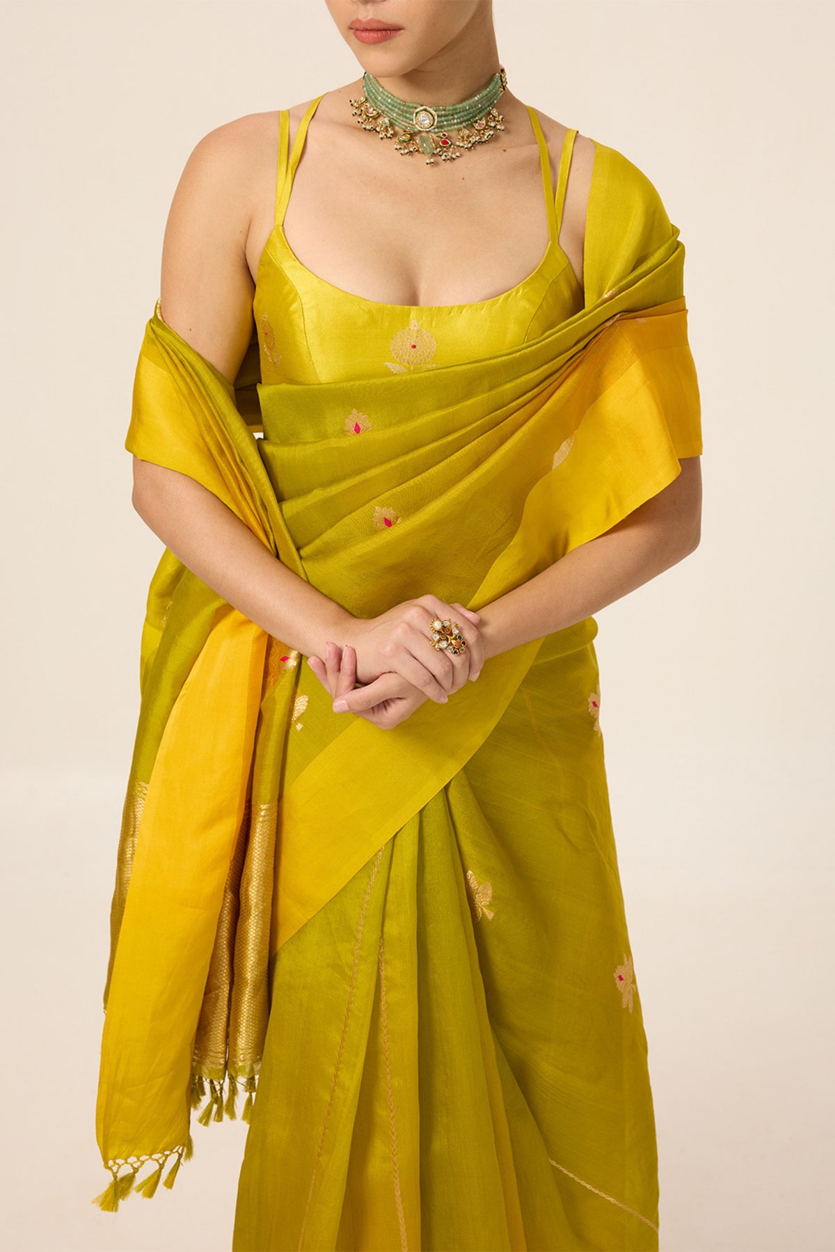 Mustard Yellow Organza Saree