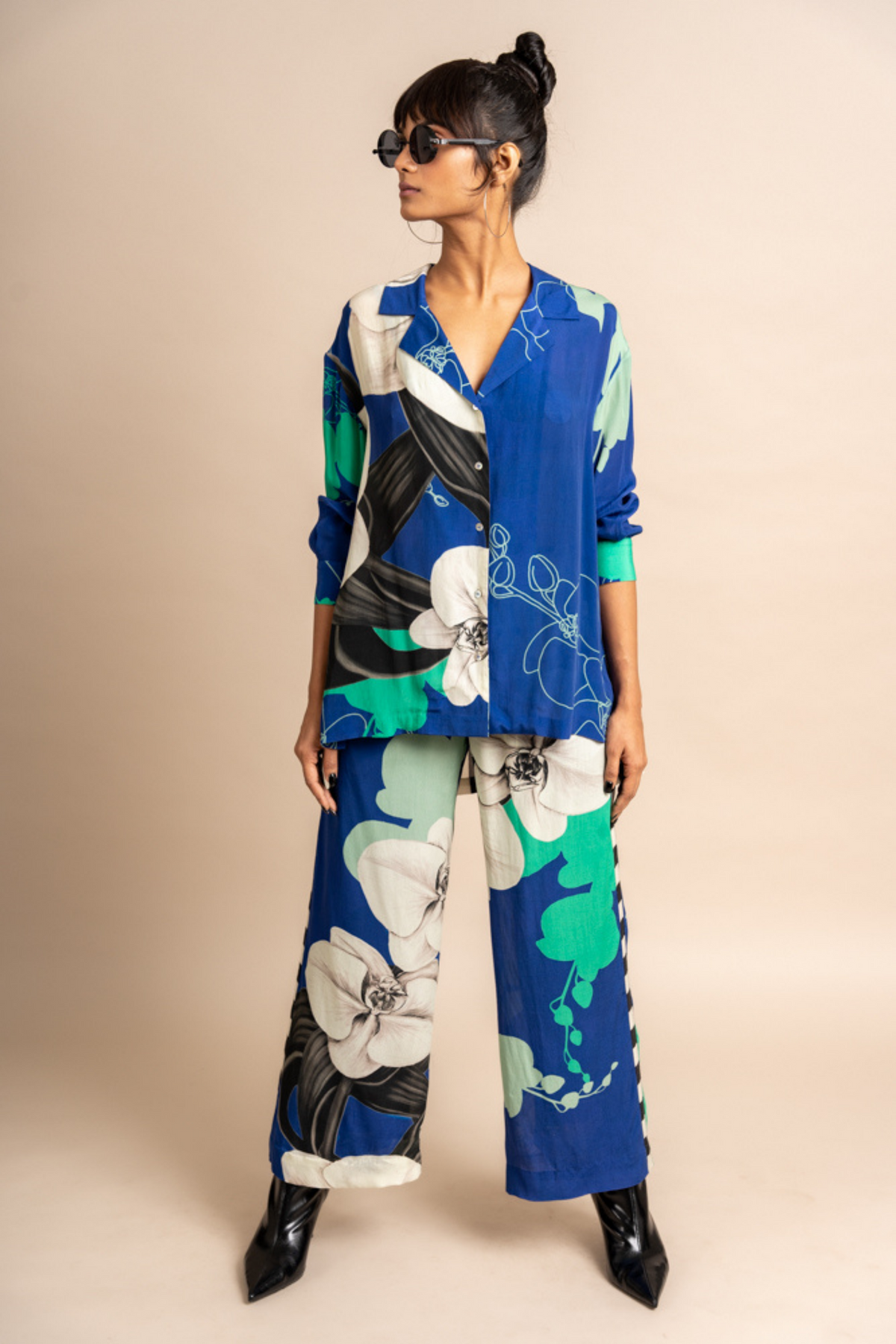Cobalt Print Shirt With Pyjama