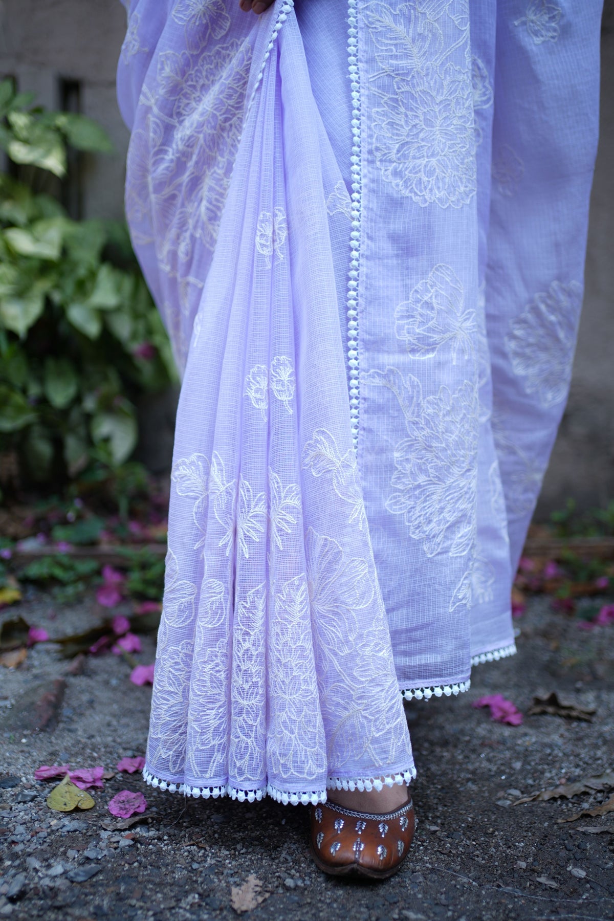 Nalini Intricate Lace Lilac Saree
