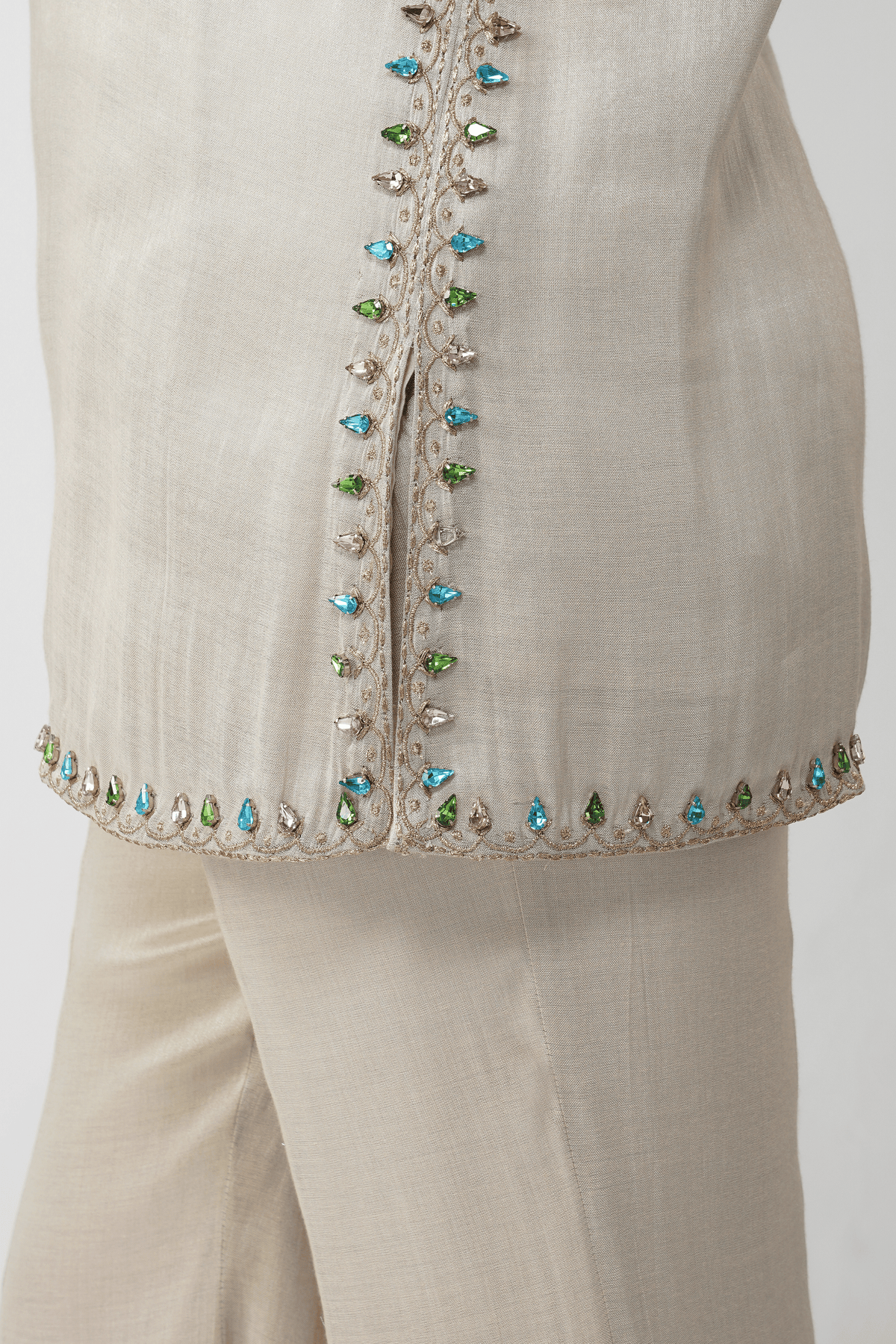 Crystal Leaf Zipped Tunic Set