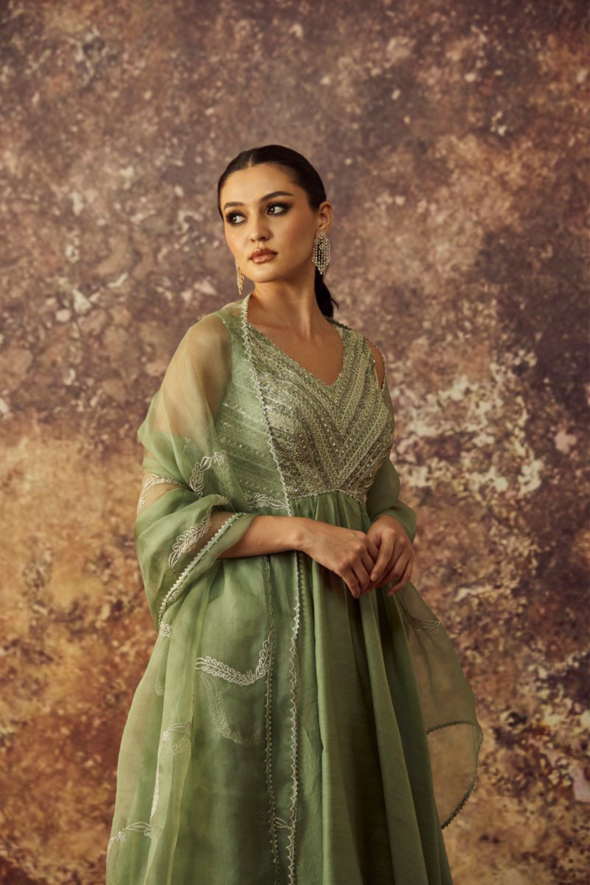Mint Green Embroidered Anarkali Set