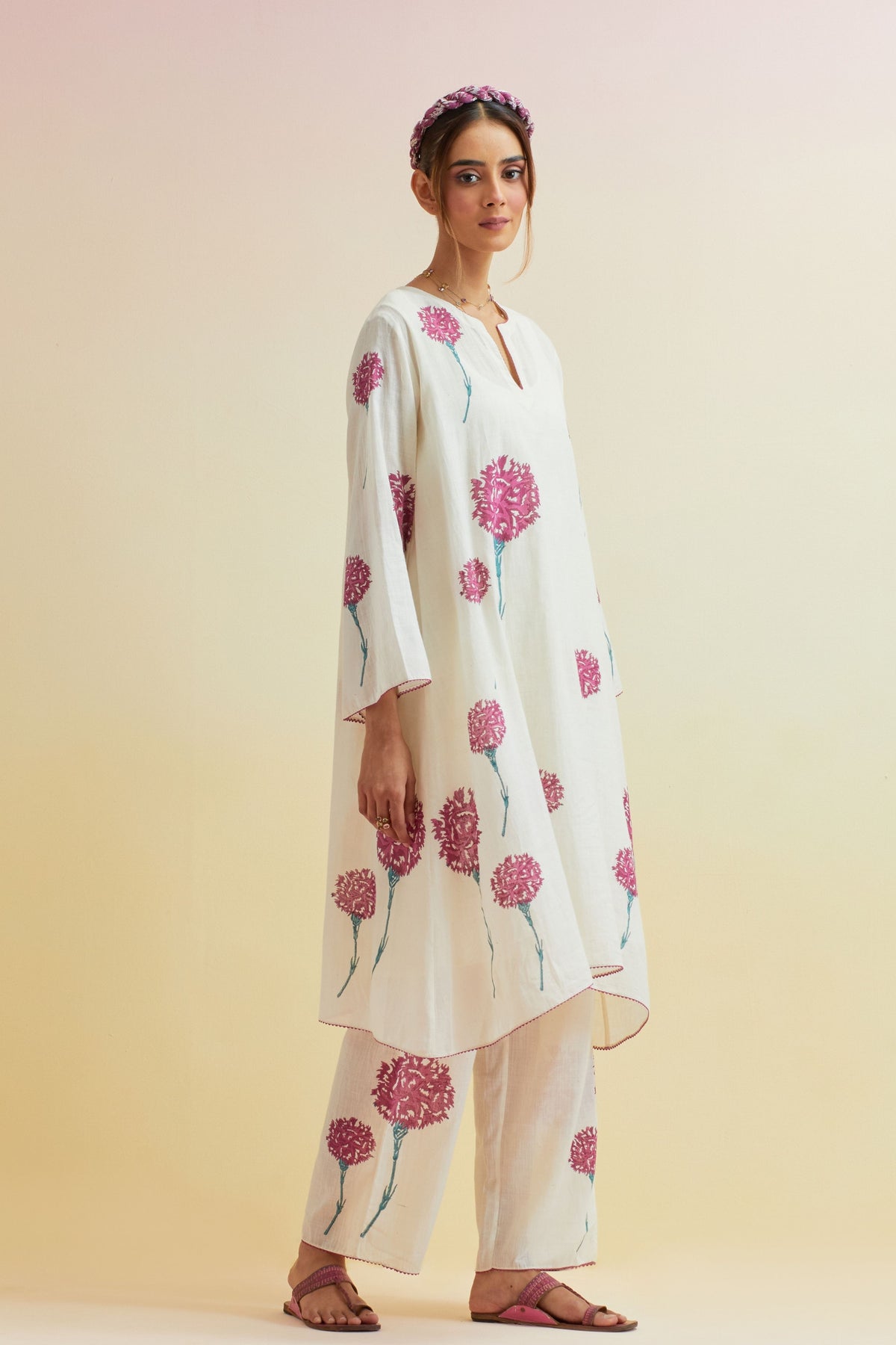 Off White A-line Kurta Set