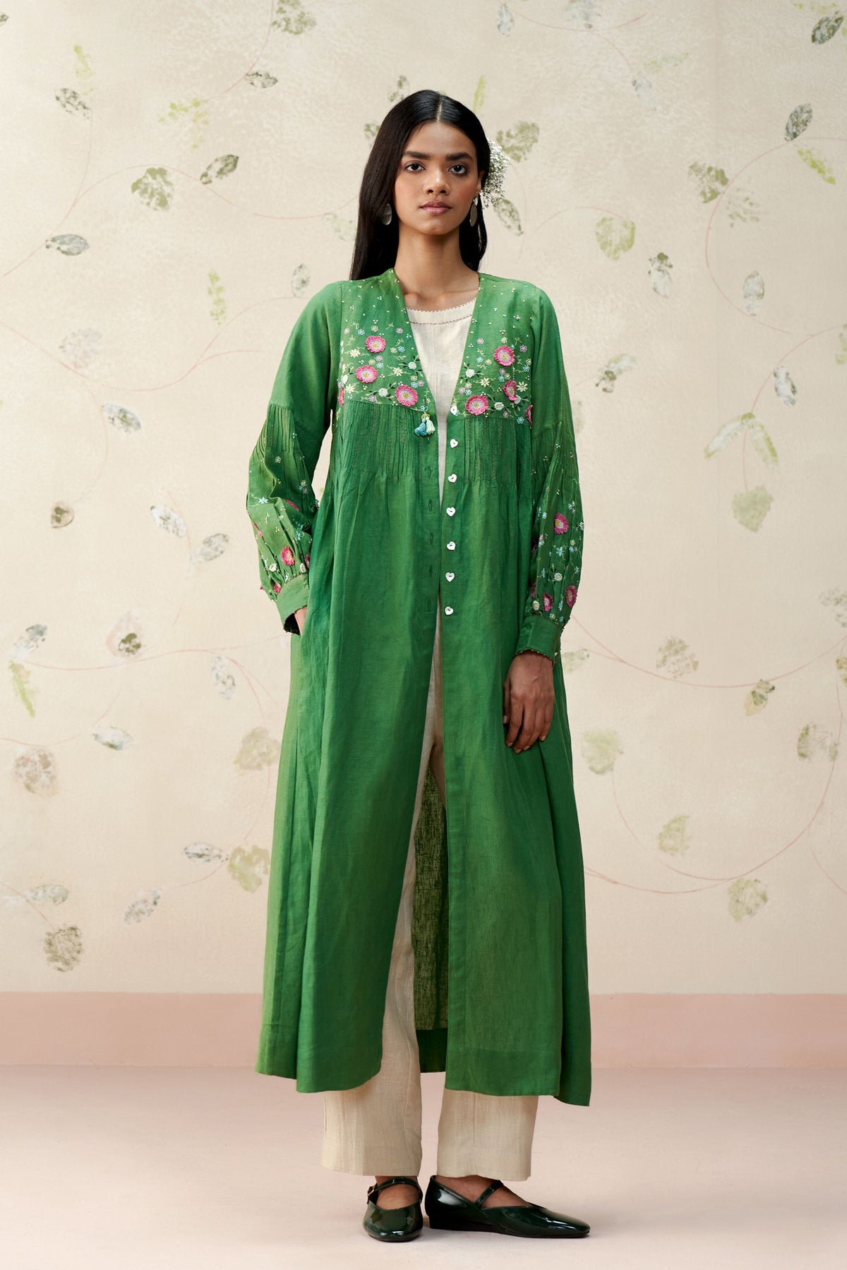 Agatha Green Linen Jacket