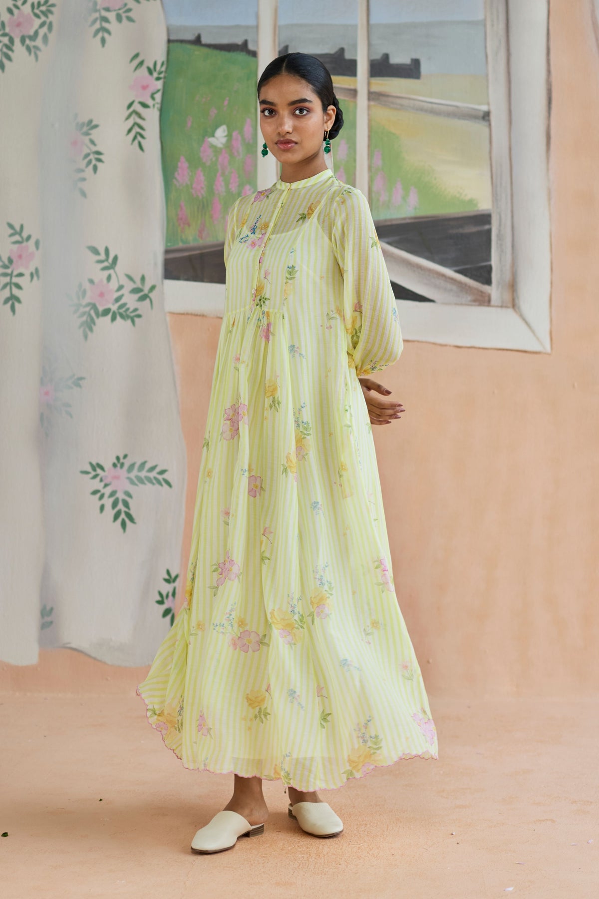 Serene Flora Maxi Dress Chanderi