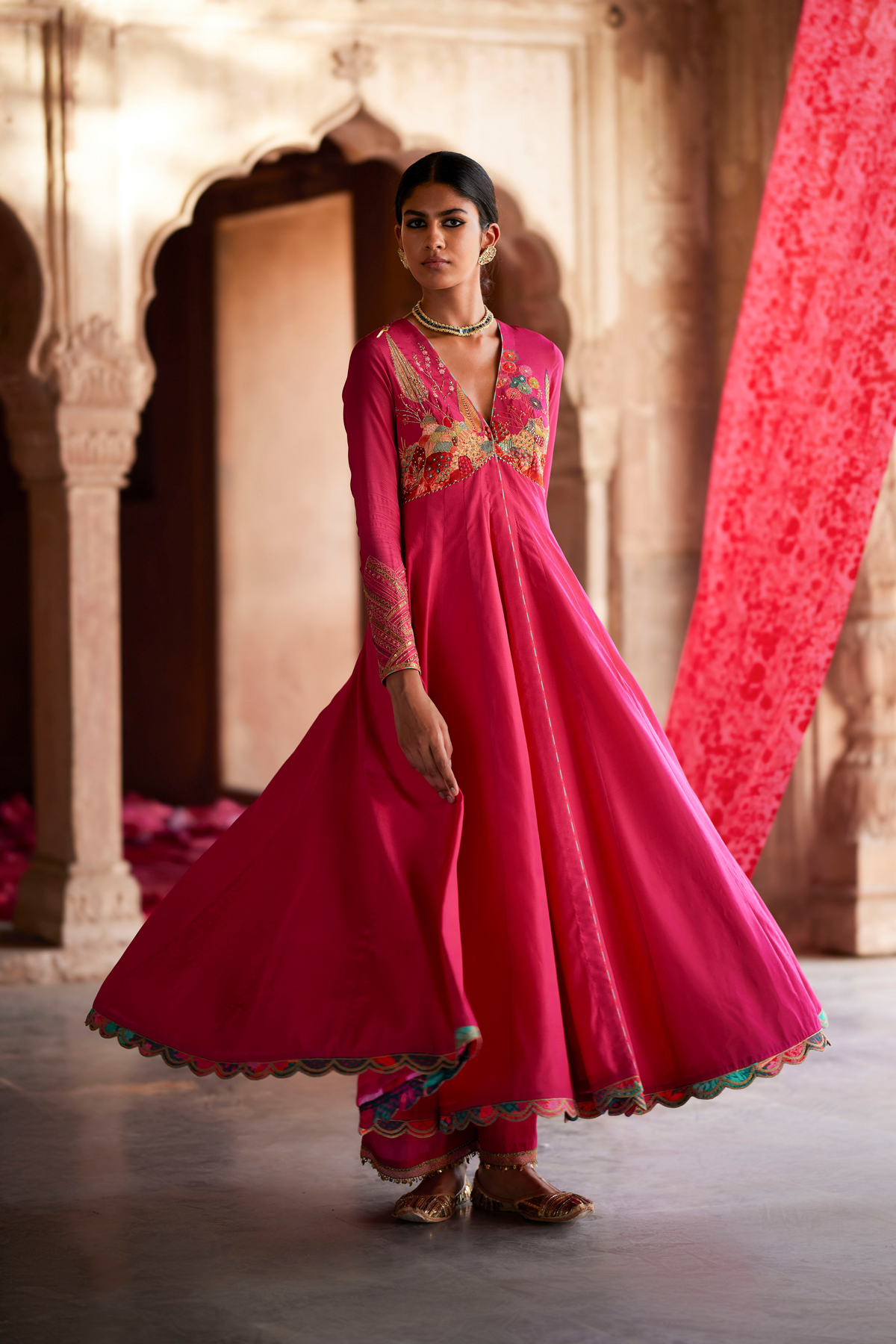 Nadira Magenta Anarkali Set