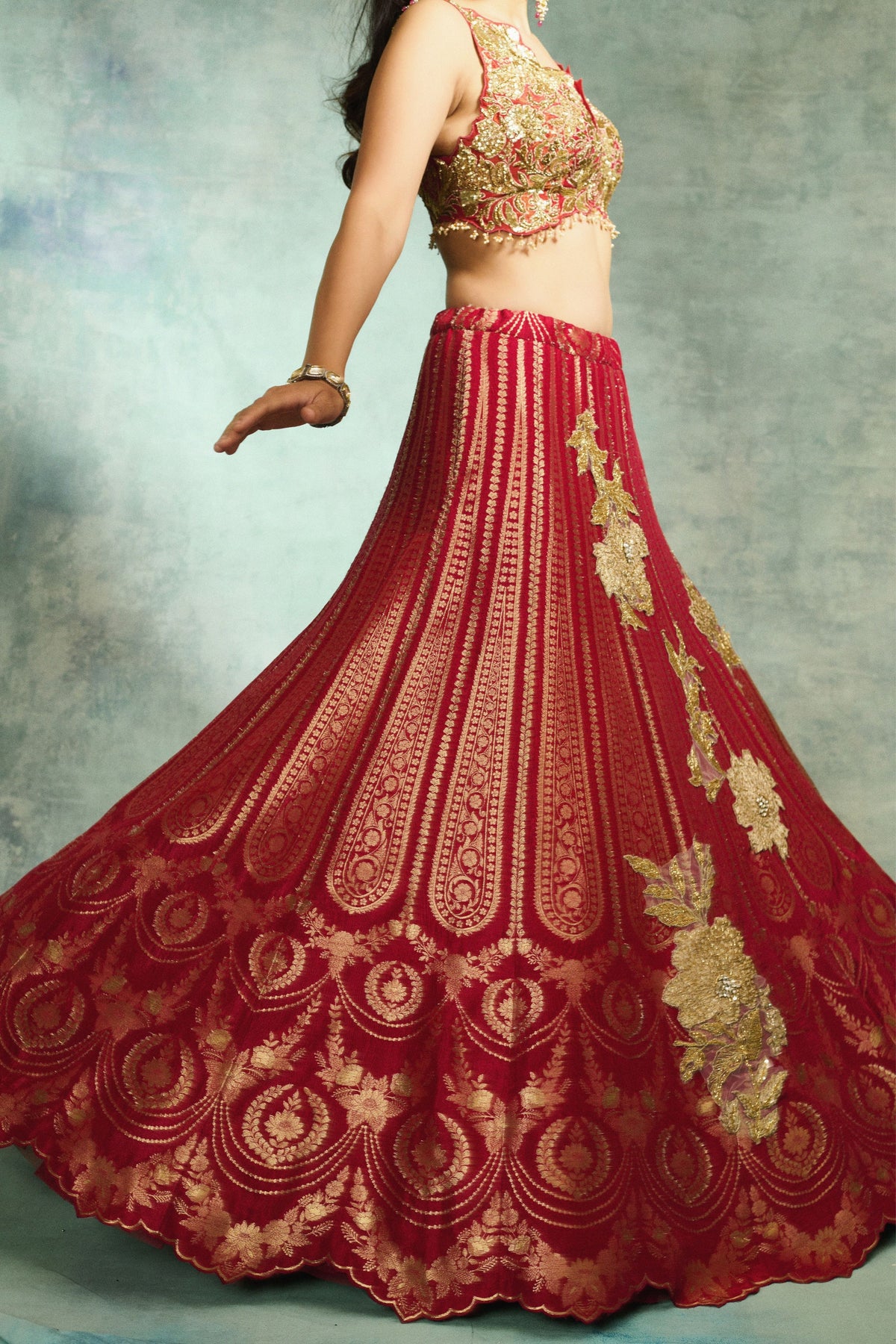Rose Regal Brocade Lehenga Set