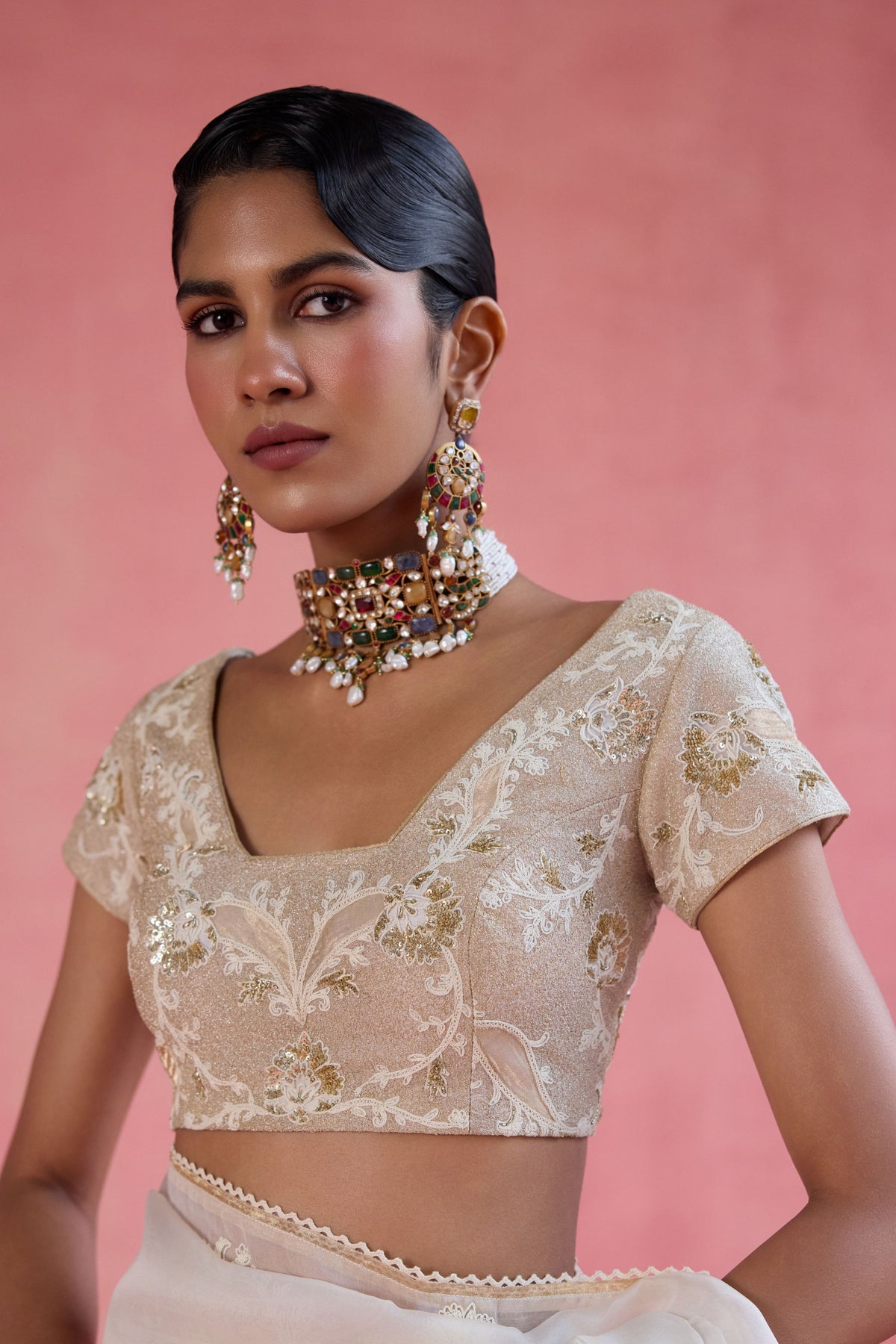Zeba Ivory Saree Set