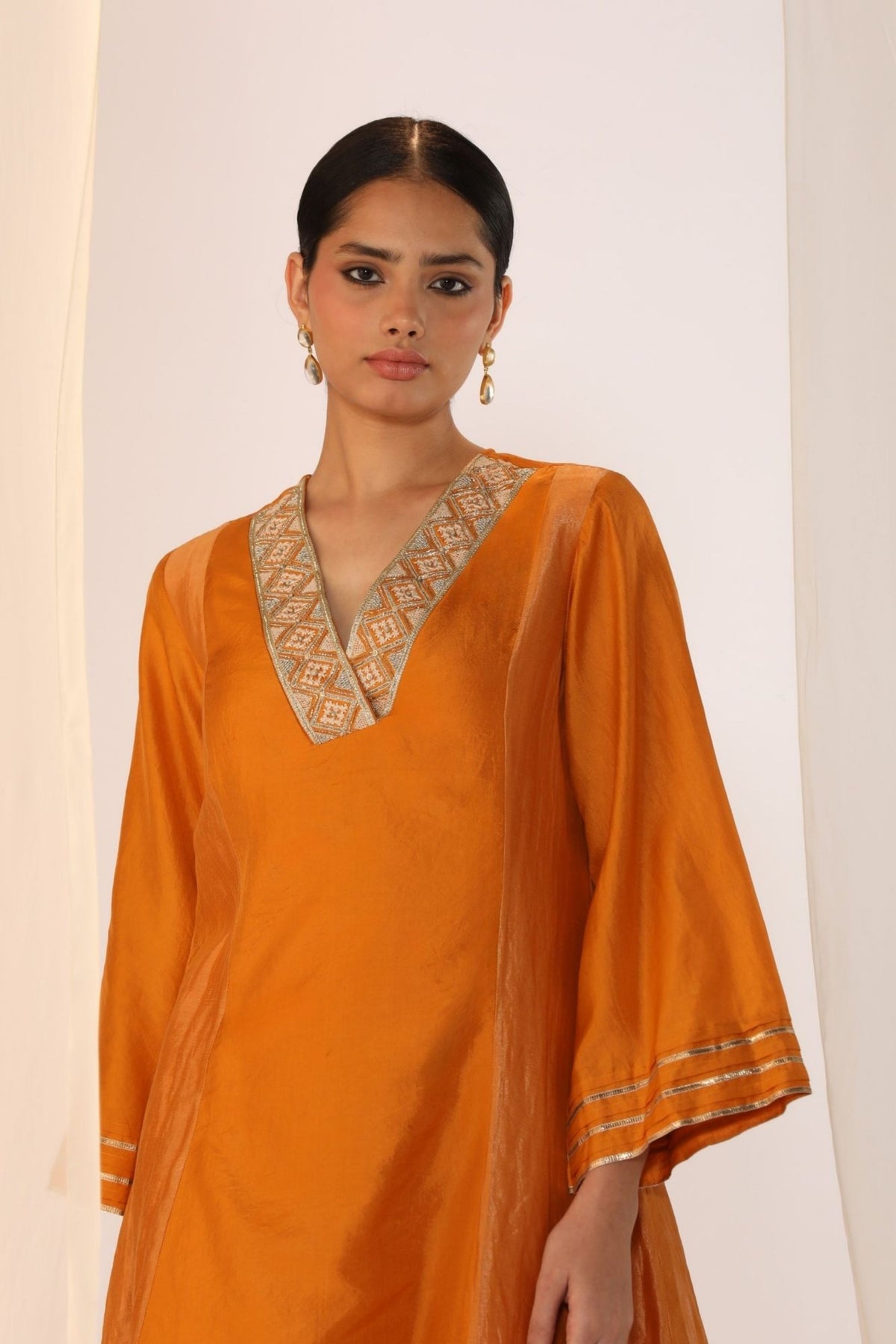 Saffron Embroidered Kurta