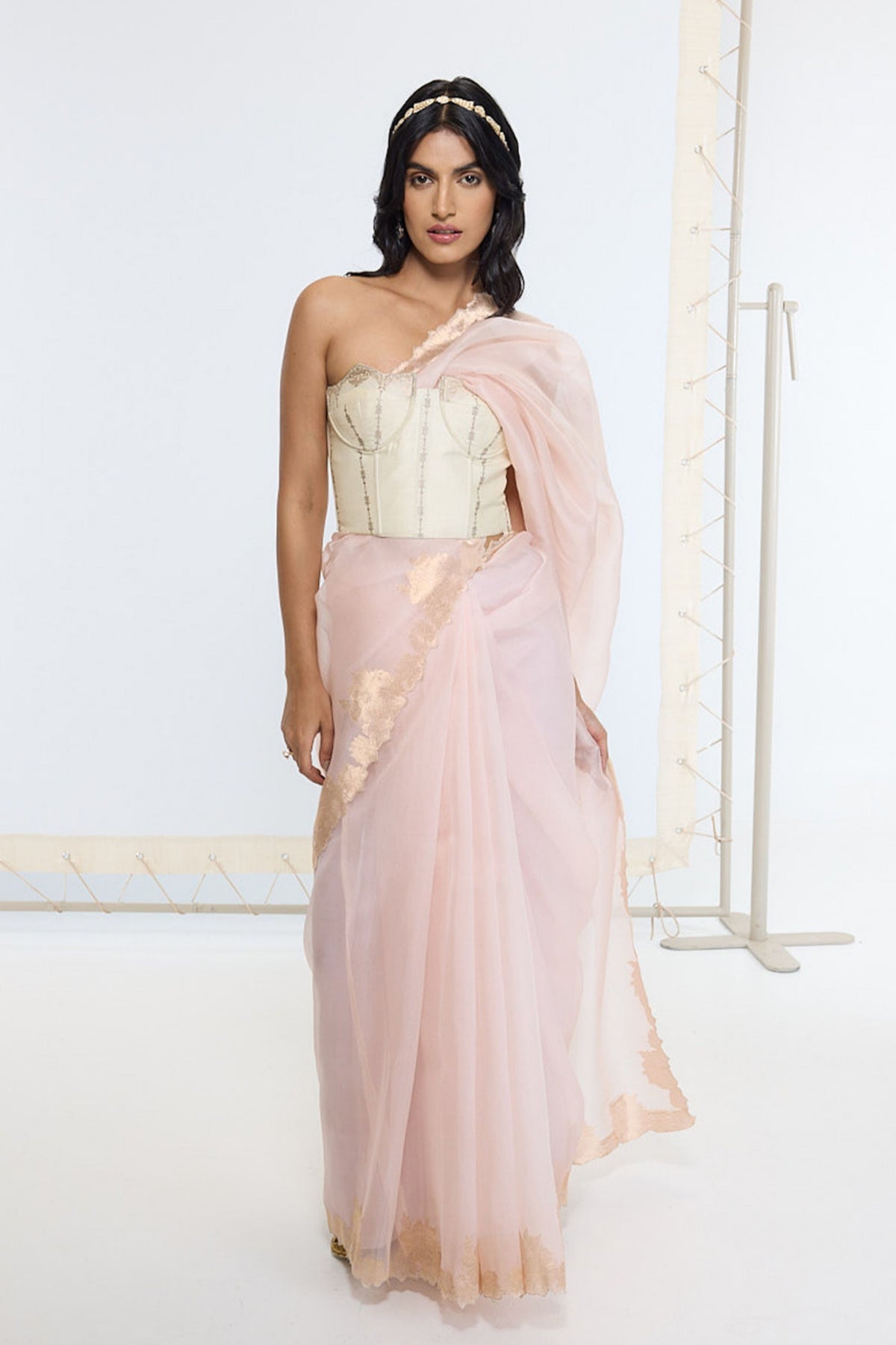 Handwoven Creamy Peach Saree