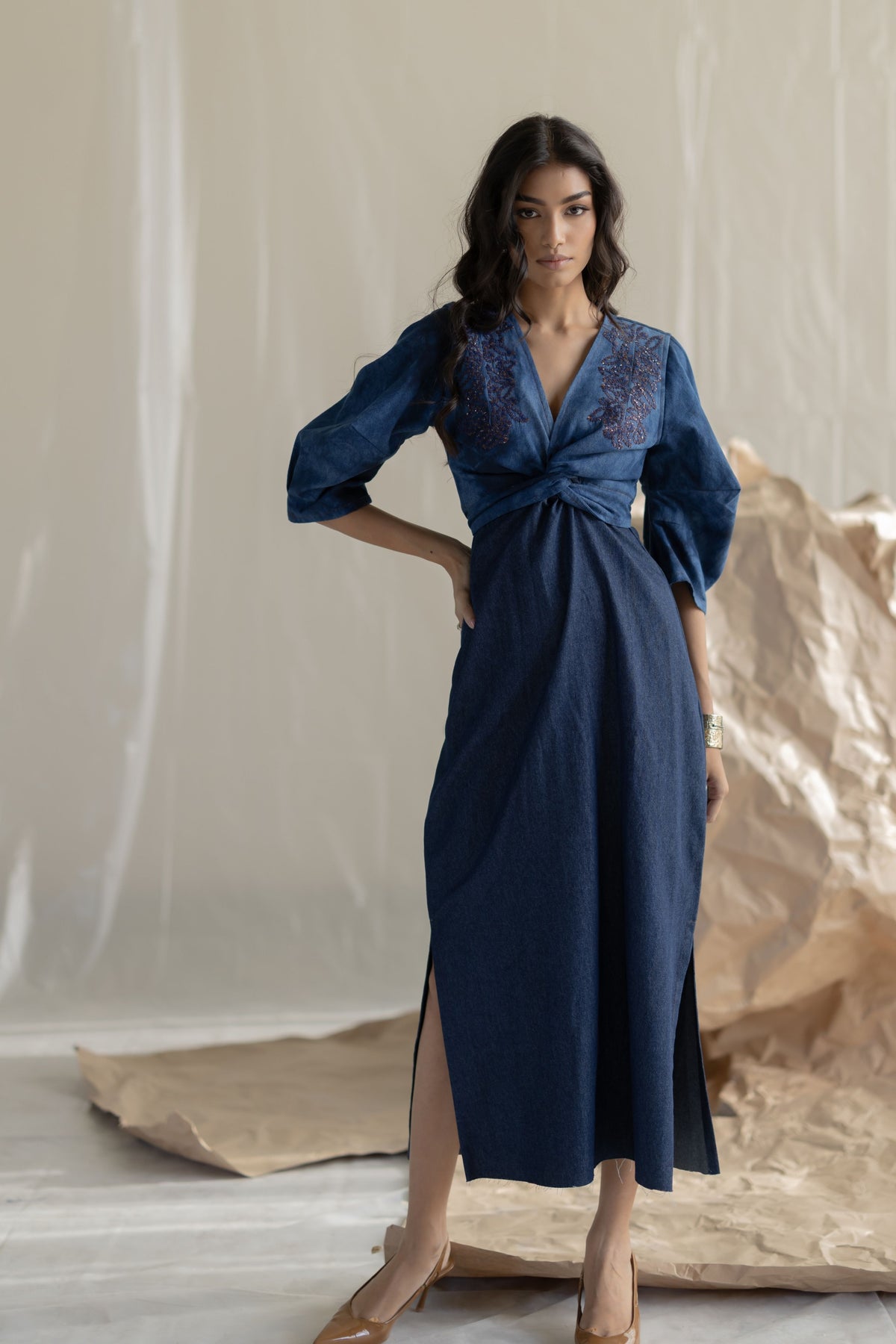 Dark Blue Wrap Around Maxi Dress