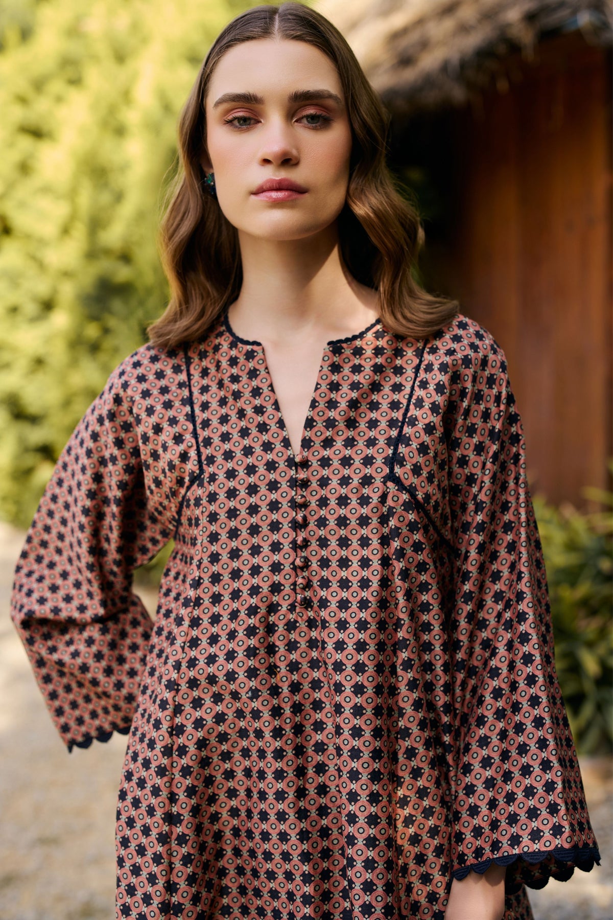 Black Geometric Printed Kurta