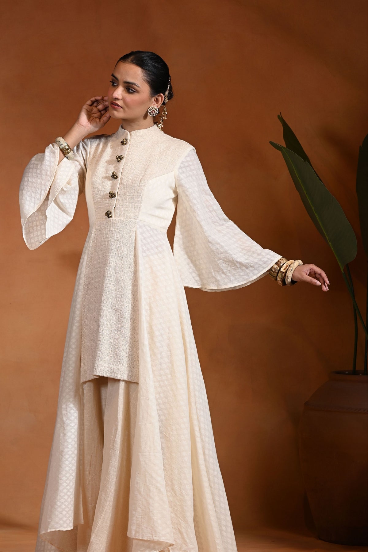 Long Tales Ivory Gold Tunic Set