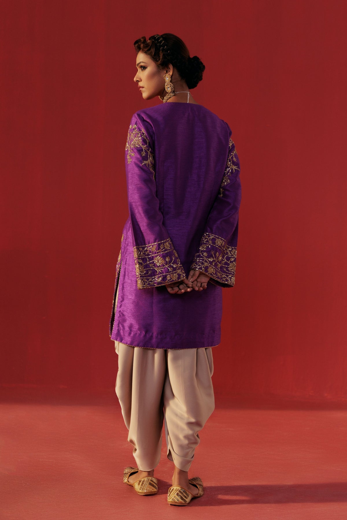 Purple Dupion Kurta Set