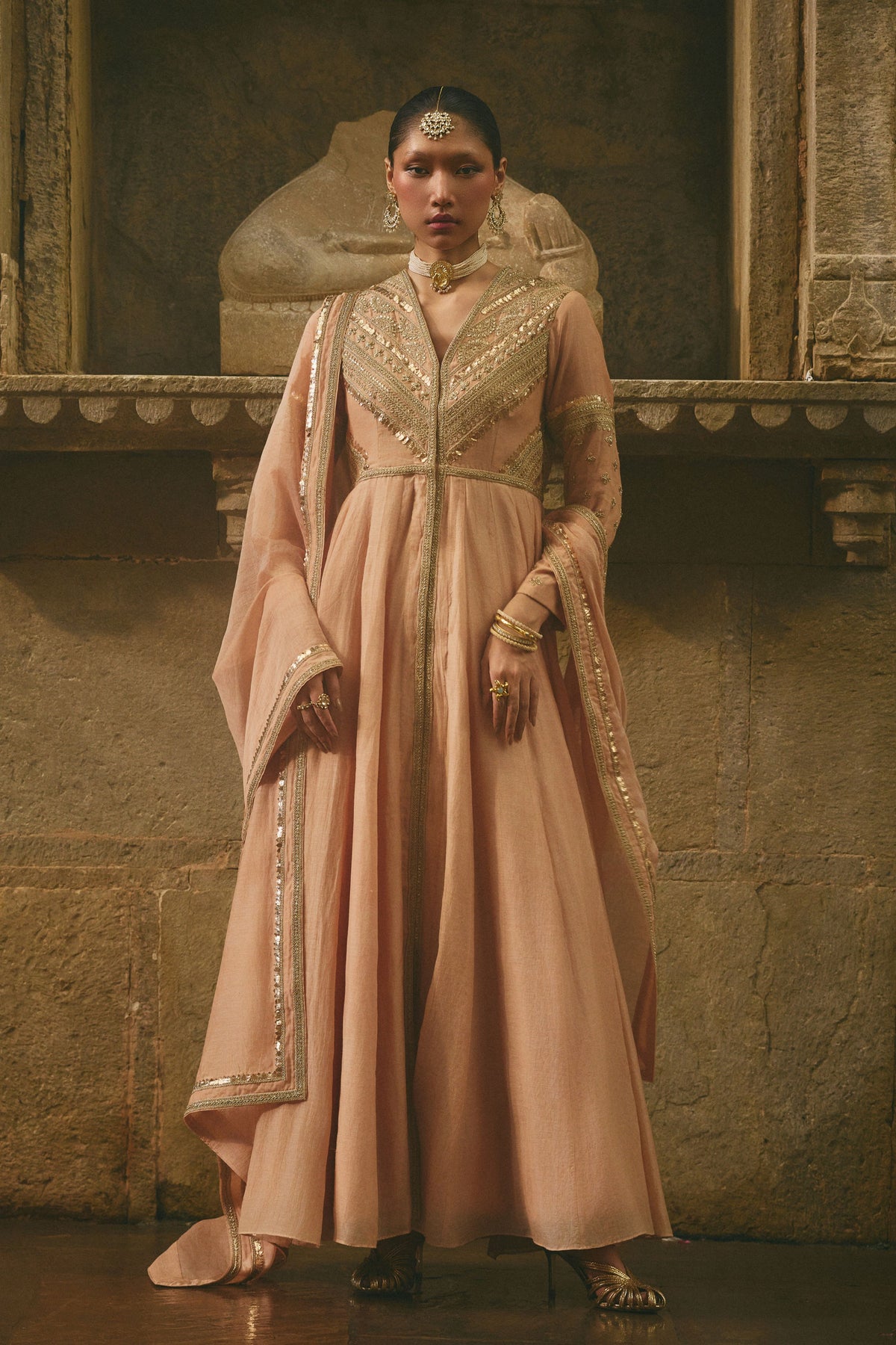 Beige Anarkali Set