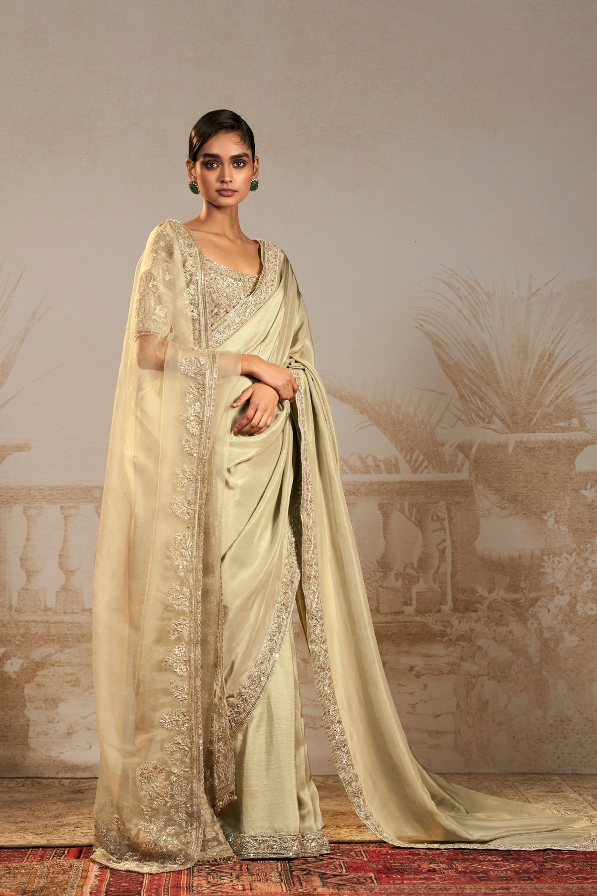 Resham Persian Embroidered Saree Set